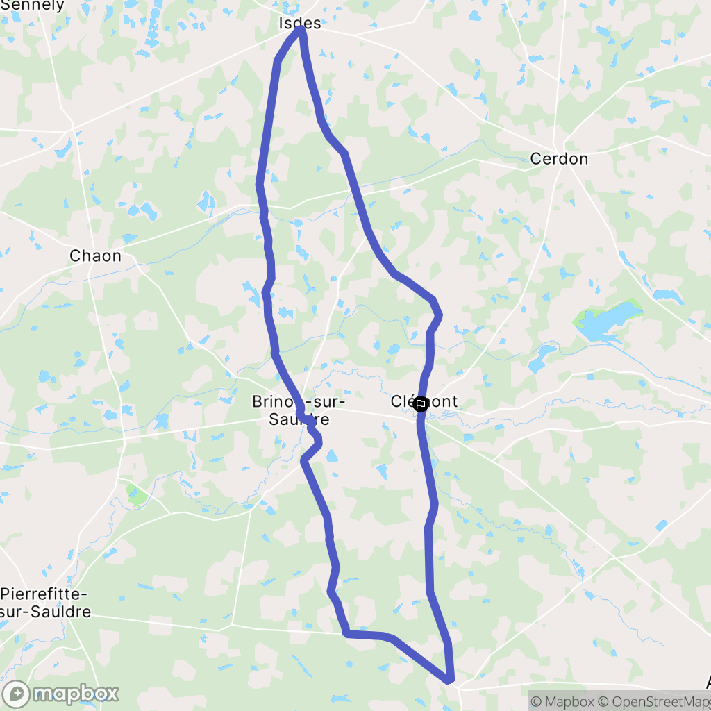 Clémont : carte du parcours de randonnée - France