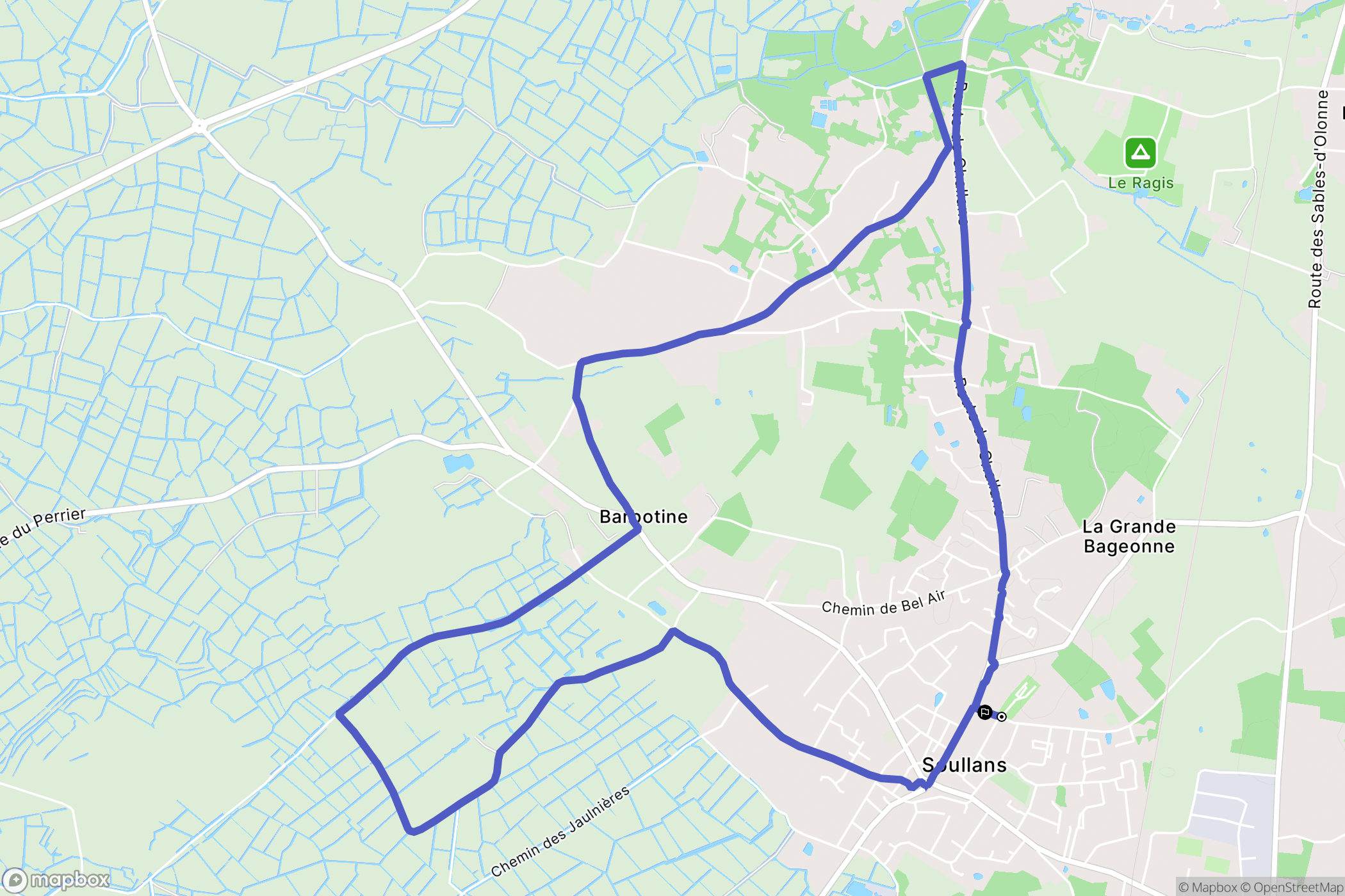Soullans : carte du parcours de randonnée - France