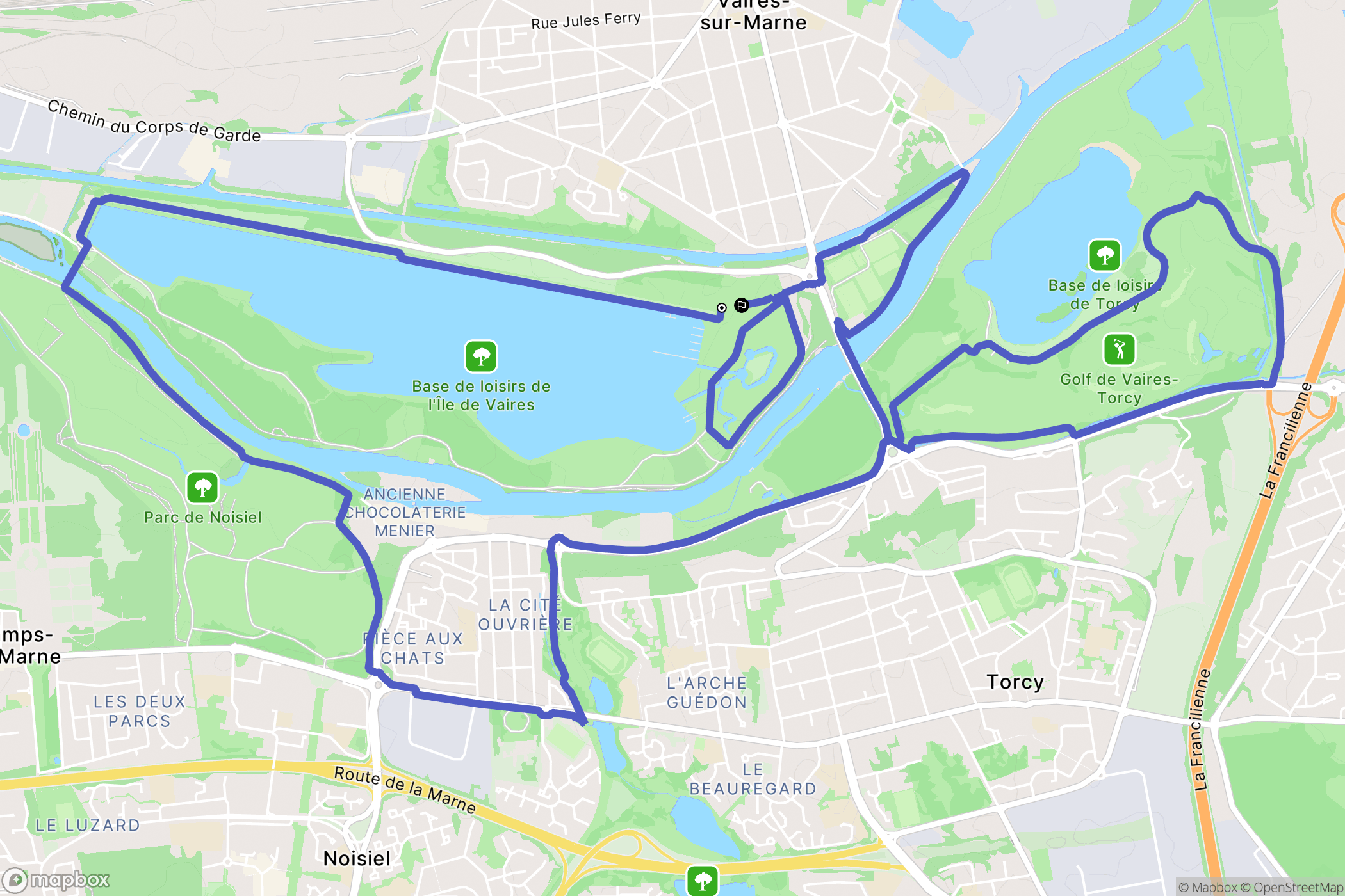 Vaires-sur-Marne : carte du parcours de randonnée - France