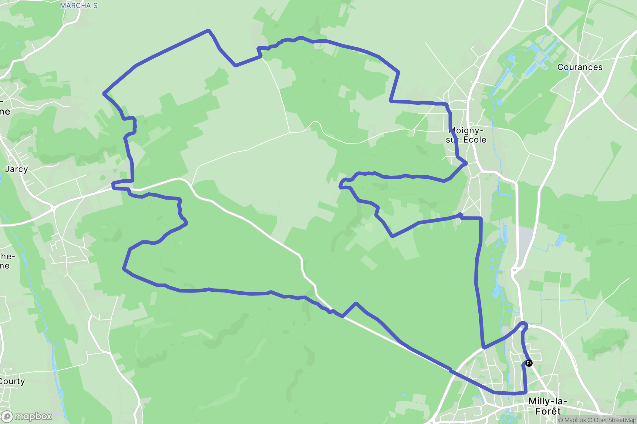 Milly-la-Forêt : carte du parcours de randonnée - France