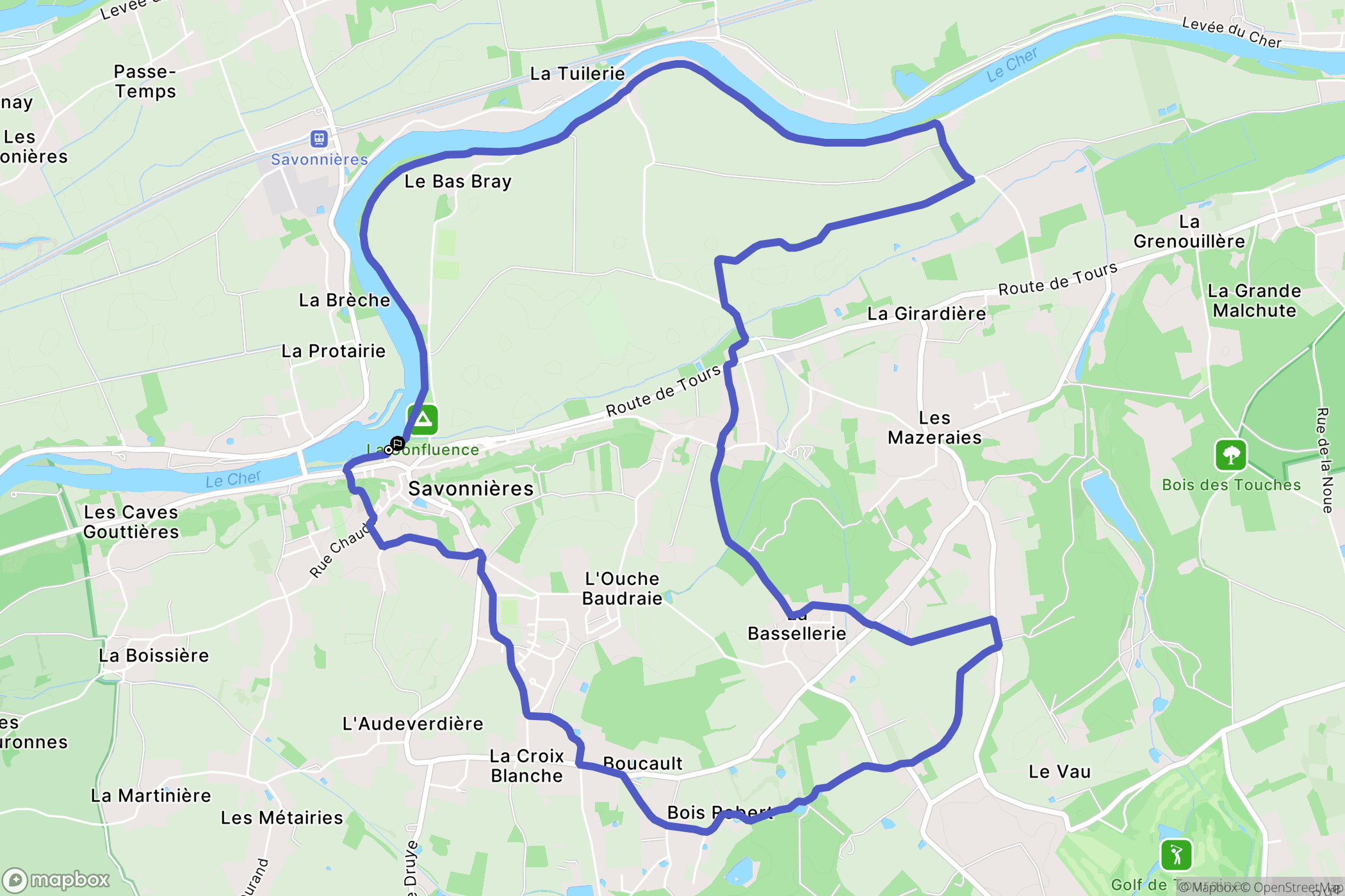 Savonnières : carte du parcours de randonnée - France