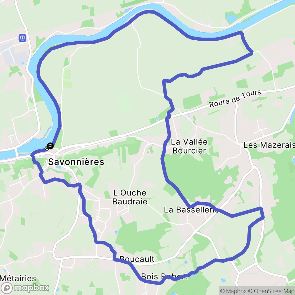 Savonnières : carte du parcours de randonnée - France