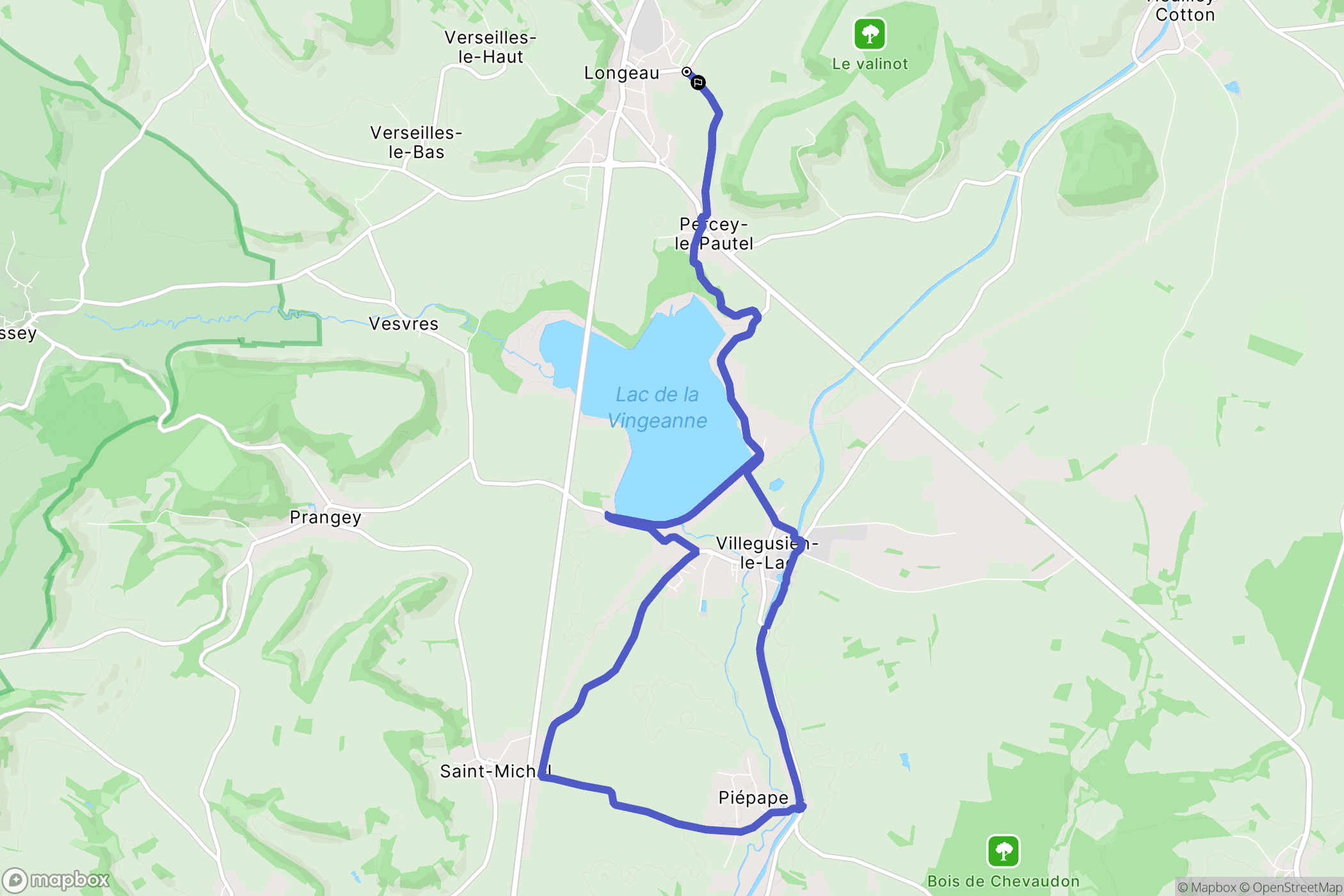 Longeau-Percey : carte du parcours de randonnée - France