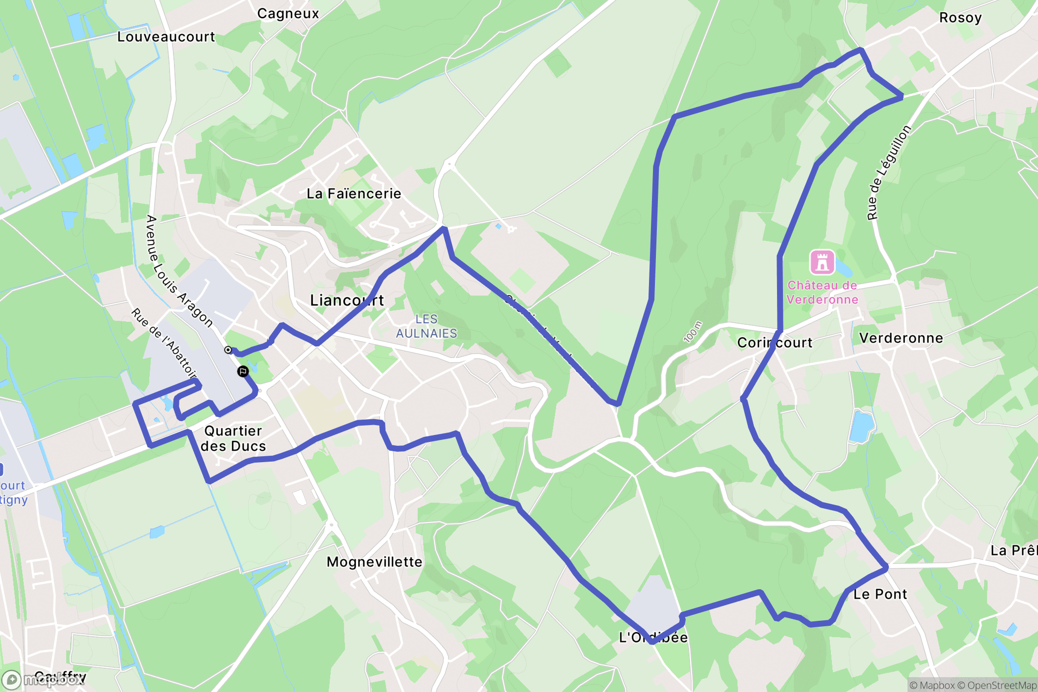 Liancourt : carte du parcours de randonnée - France