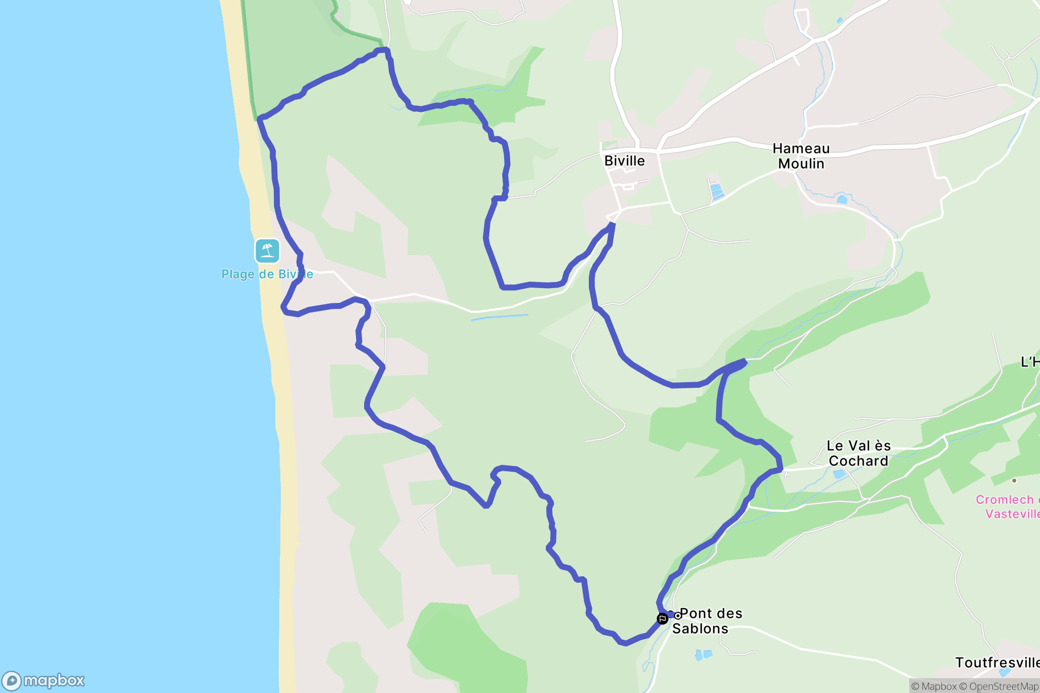 La Hague : carte du parcours de randonnée - France