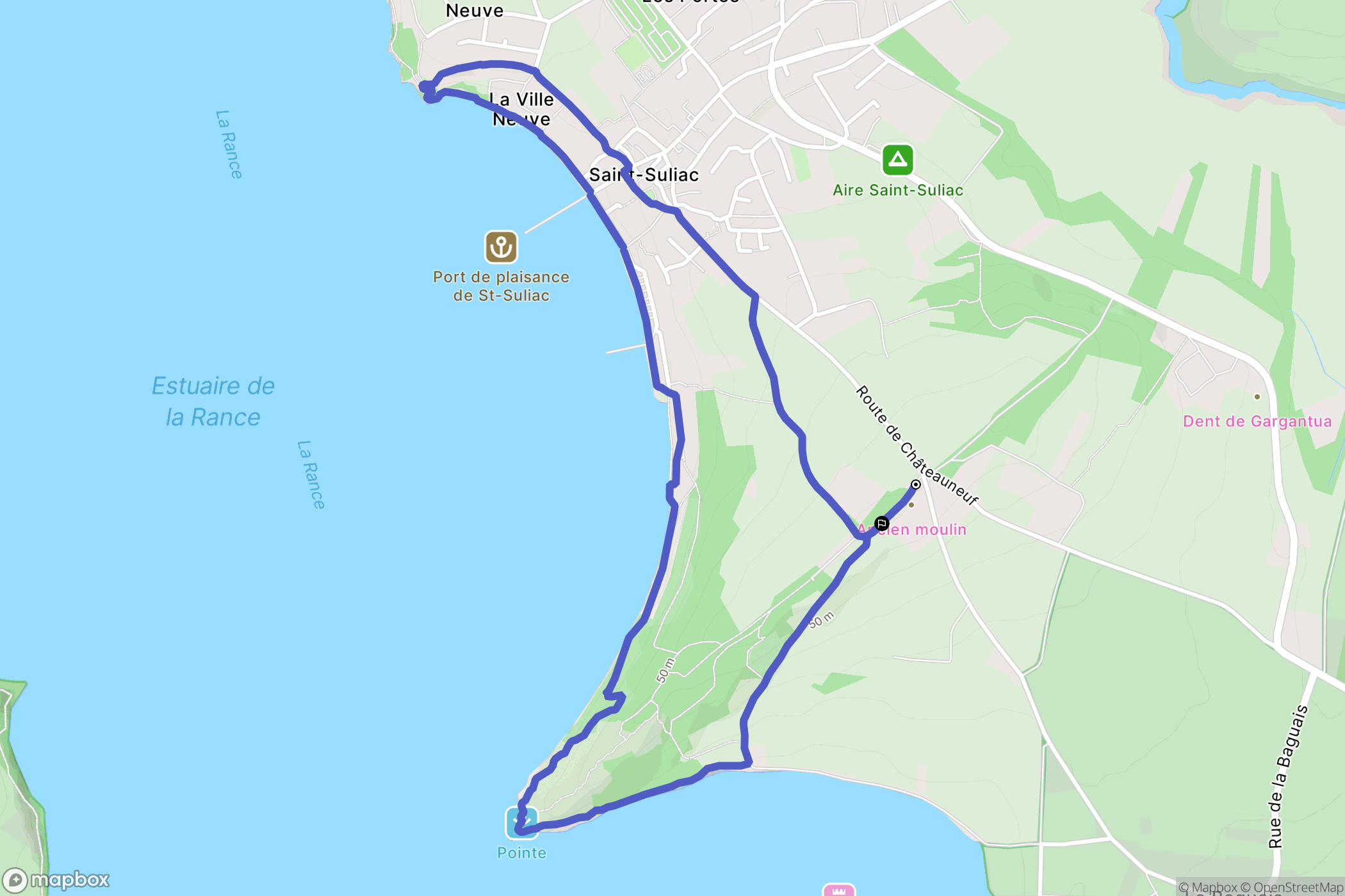 Saint-Suliac : carte du parcours de randonnée - France