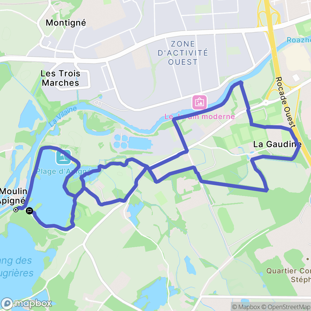Rennes : carte du parcours de randonnée - France