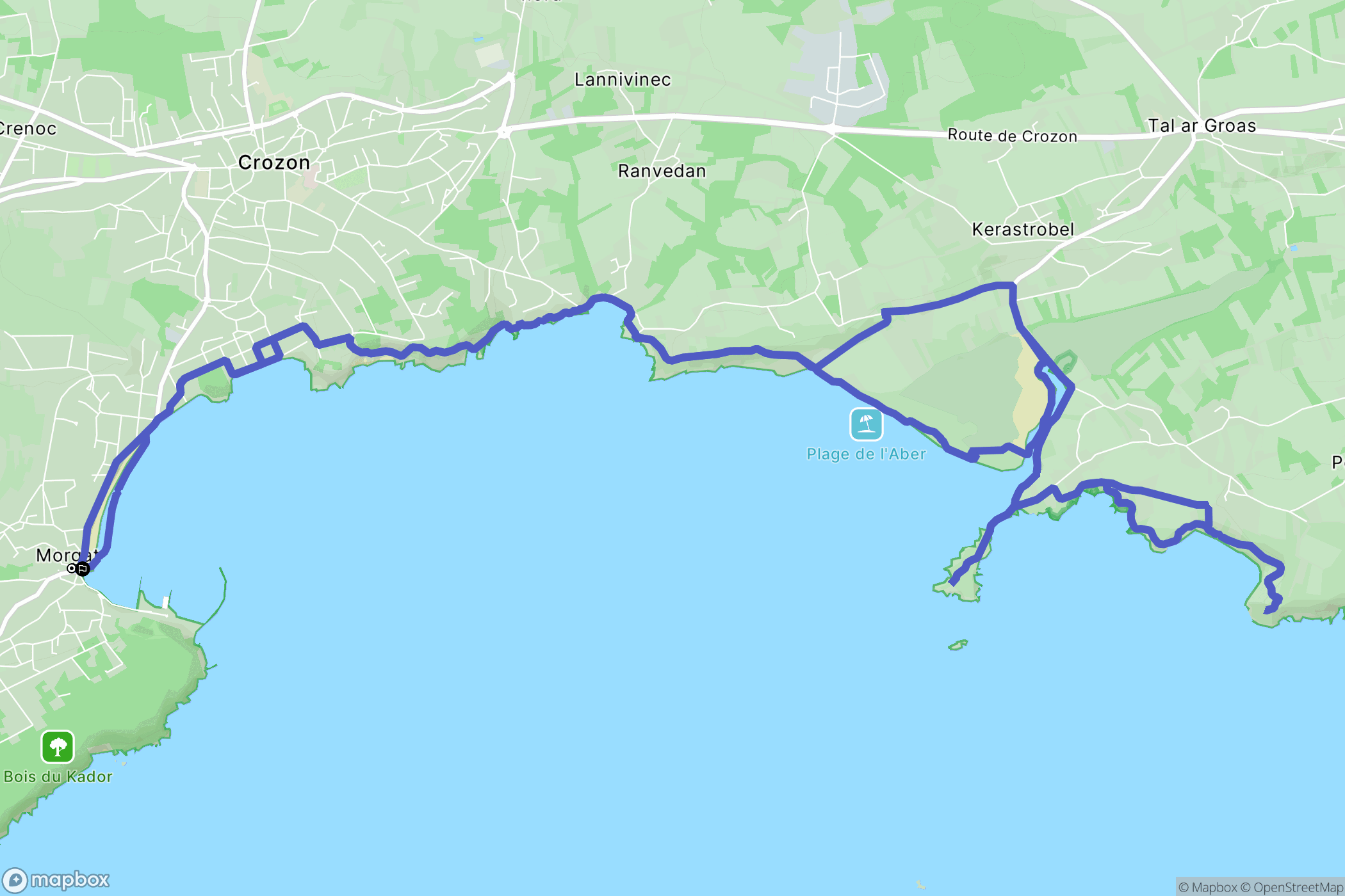 Crozon : carte du parcours de randonnée - France