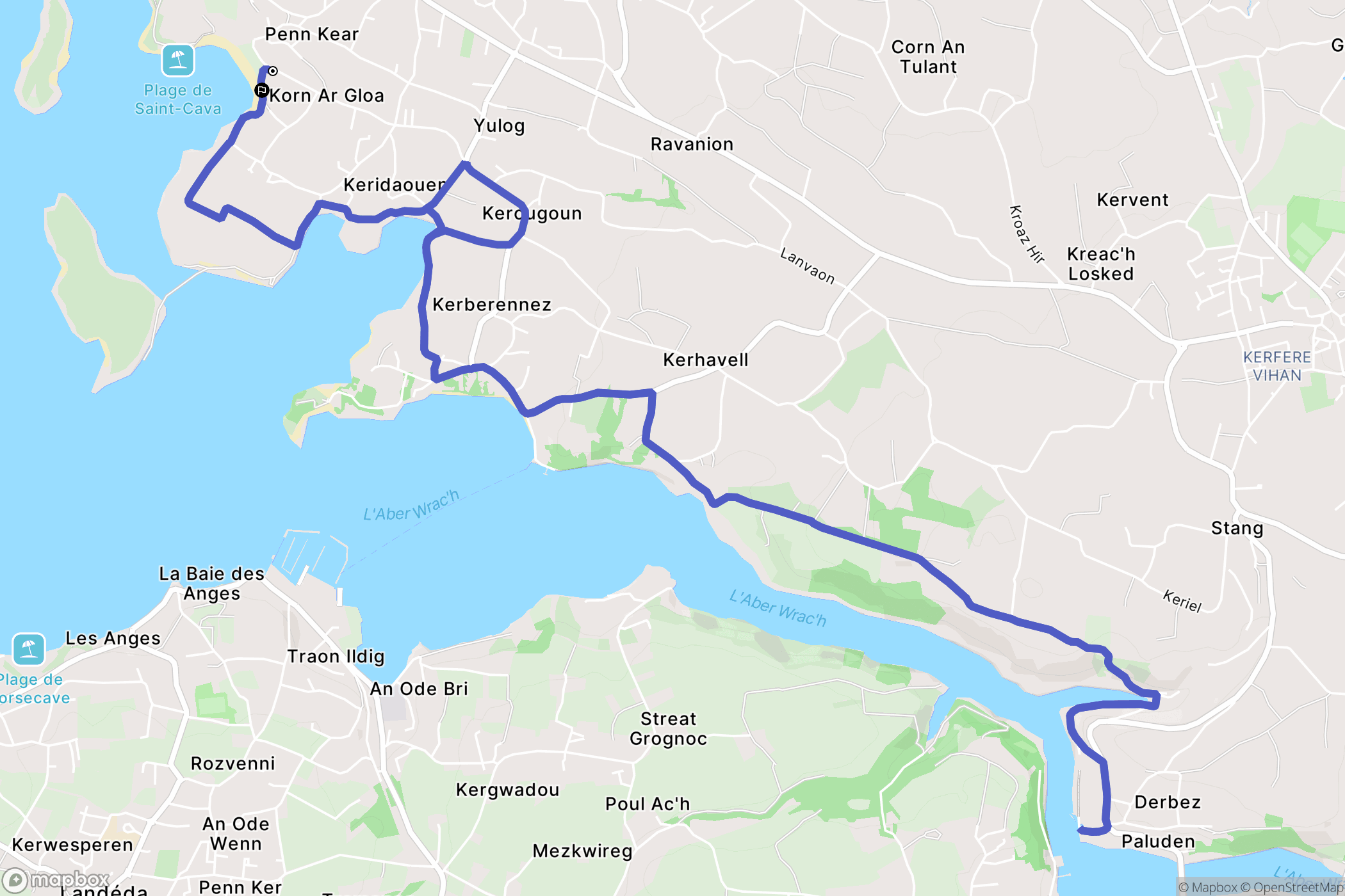 Plouguerneau : carte du parcours de randonnée - France