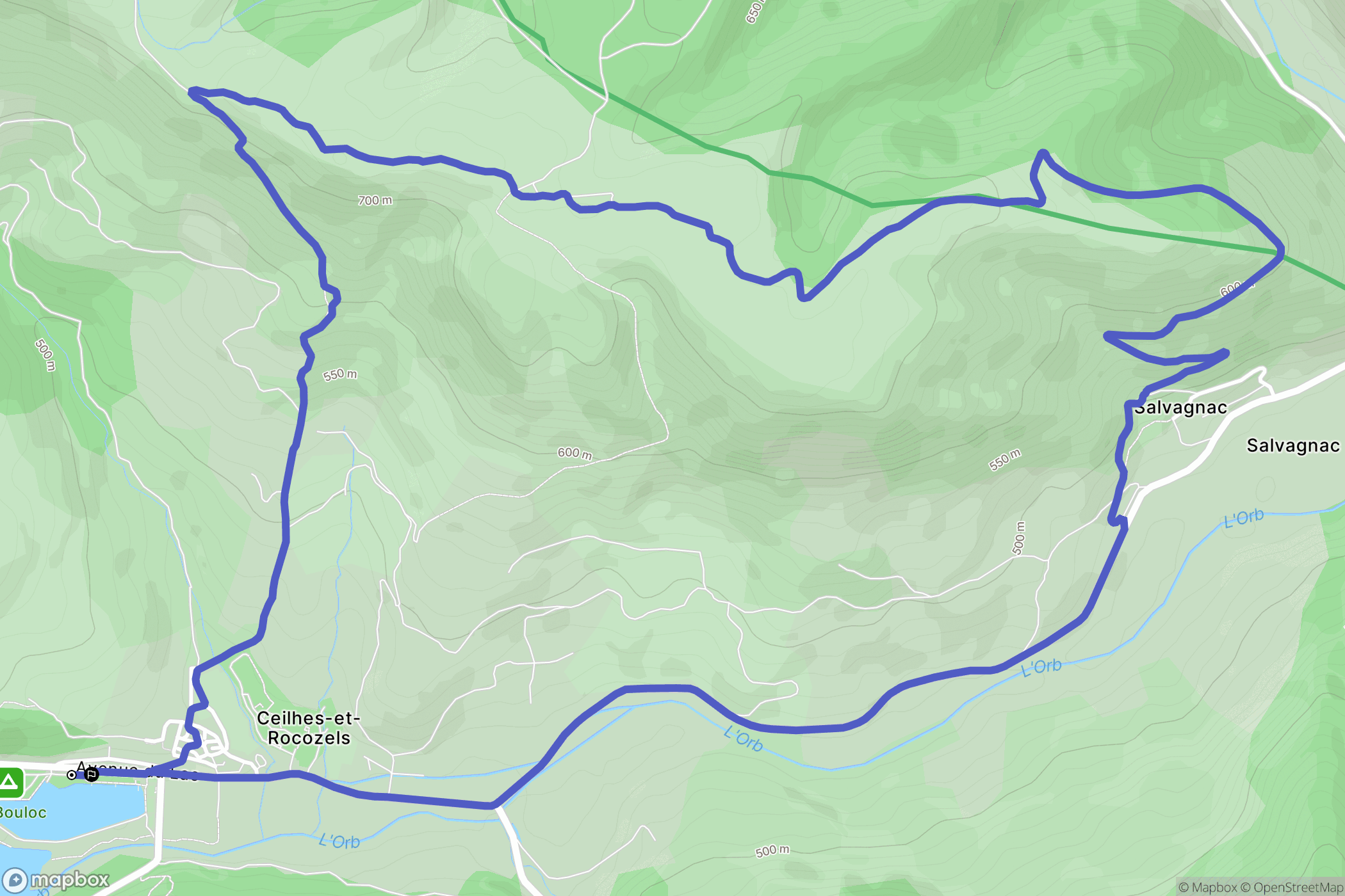 Ceilhes-et-Rocozels : carte du parcours de randonnée - France