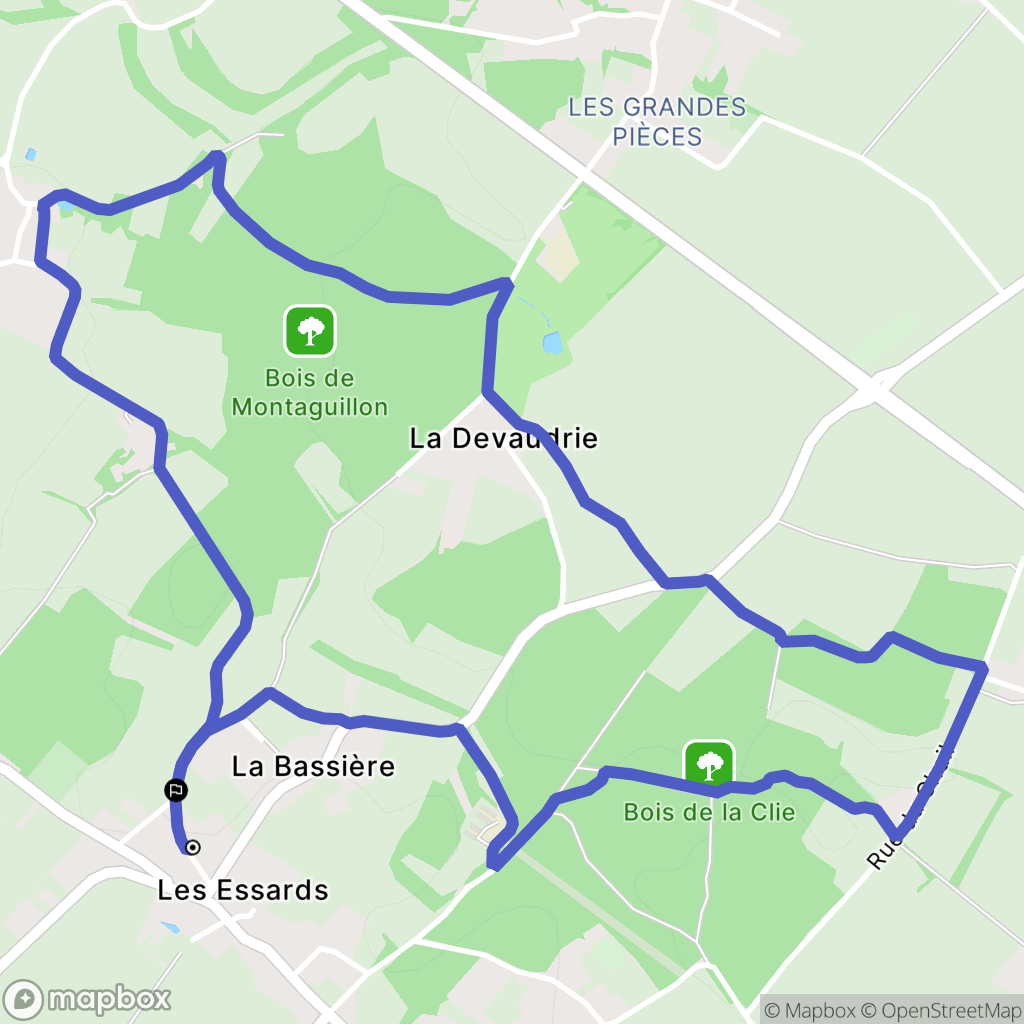 Les Essards : carte du parcours de randonnée - France