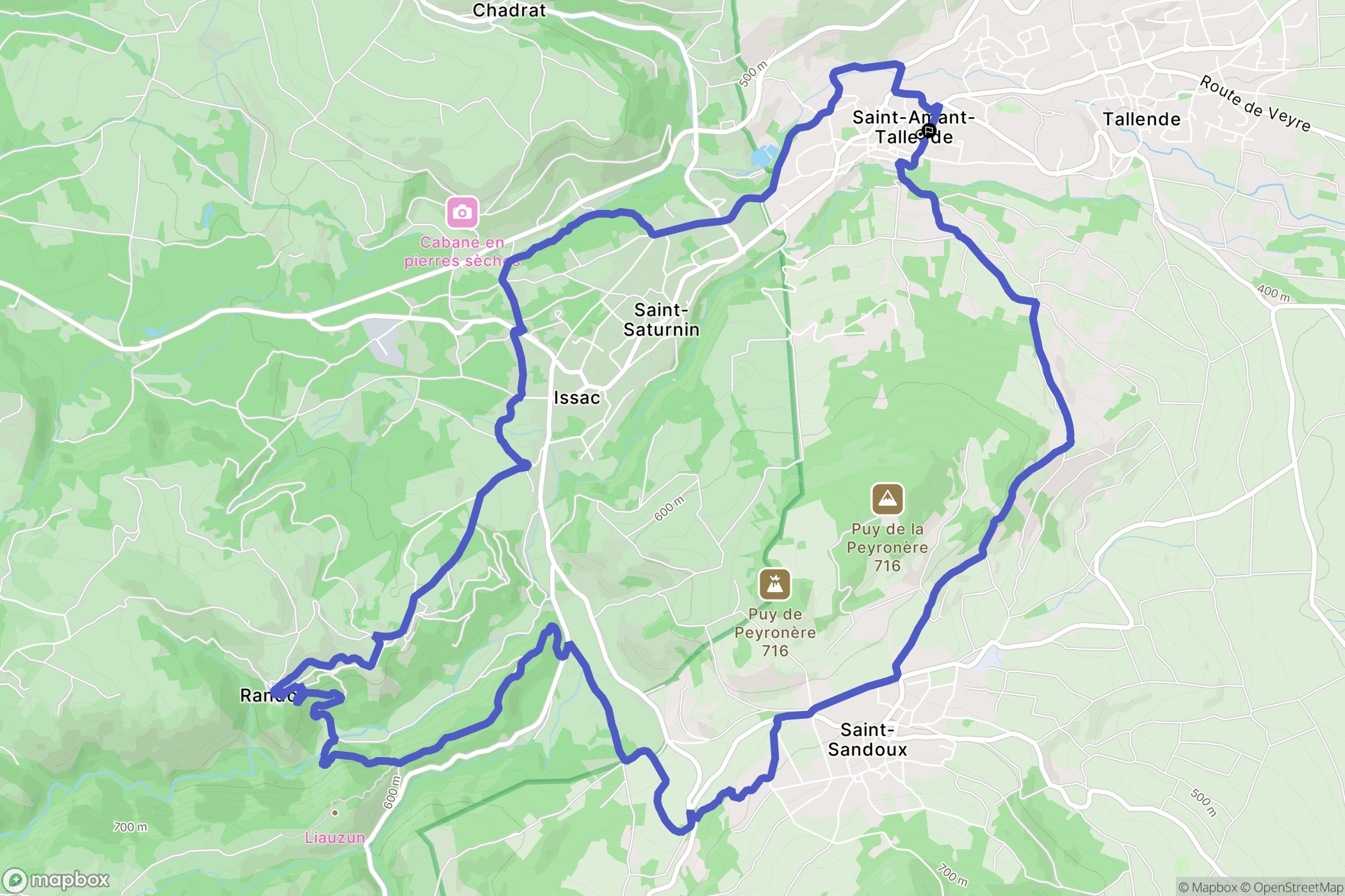 Saint-Amant-Tallende : carte du parcours de randonnée - France