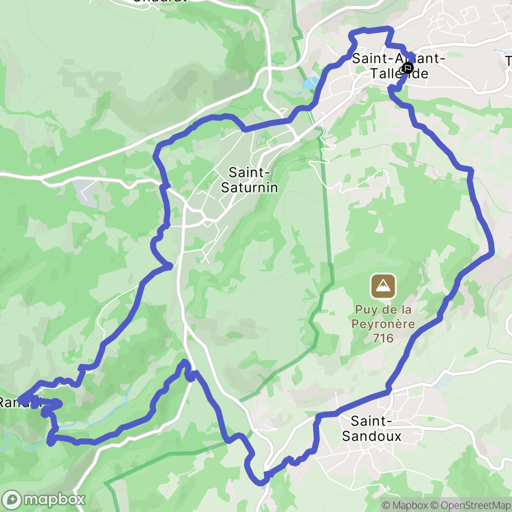 Saint-Amant-Tallende : carte du parcours de randonnée - France