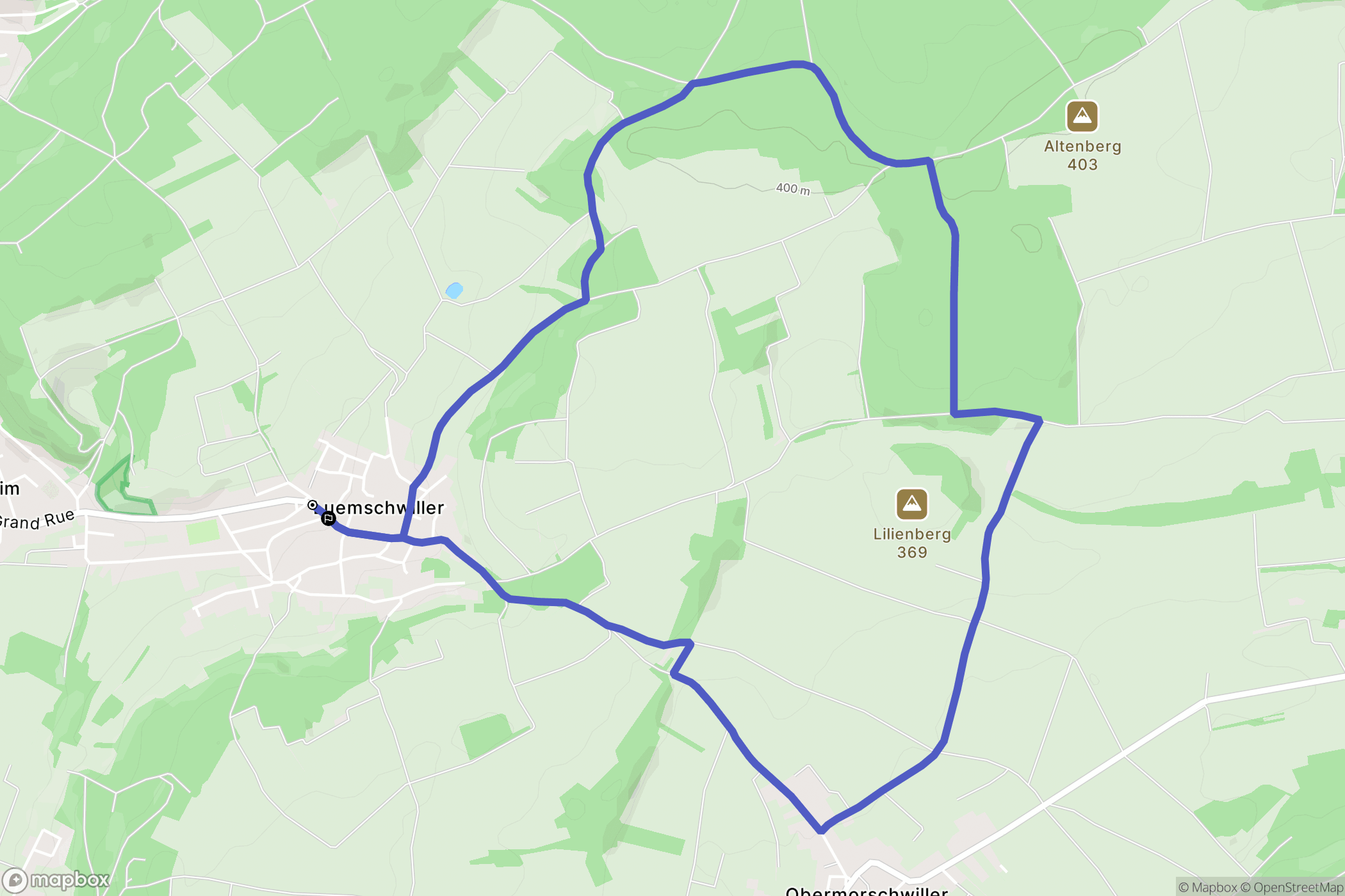 Luemschwiller : carte du parcours de randonnée - France