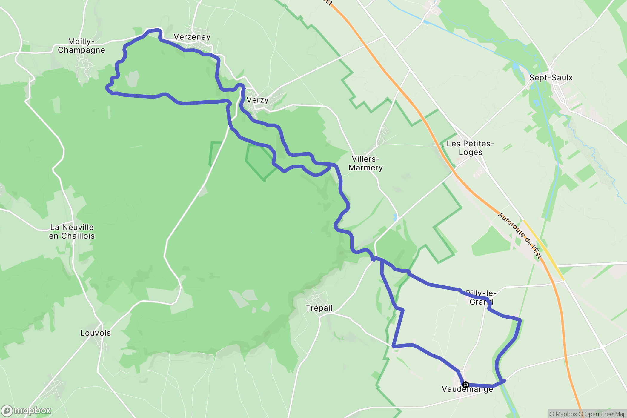 Vaudemange : carte du parcours de randonnée - France