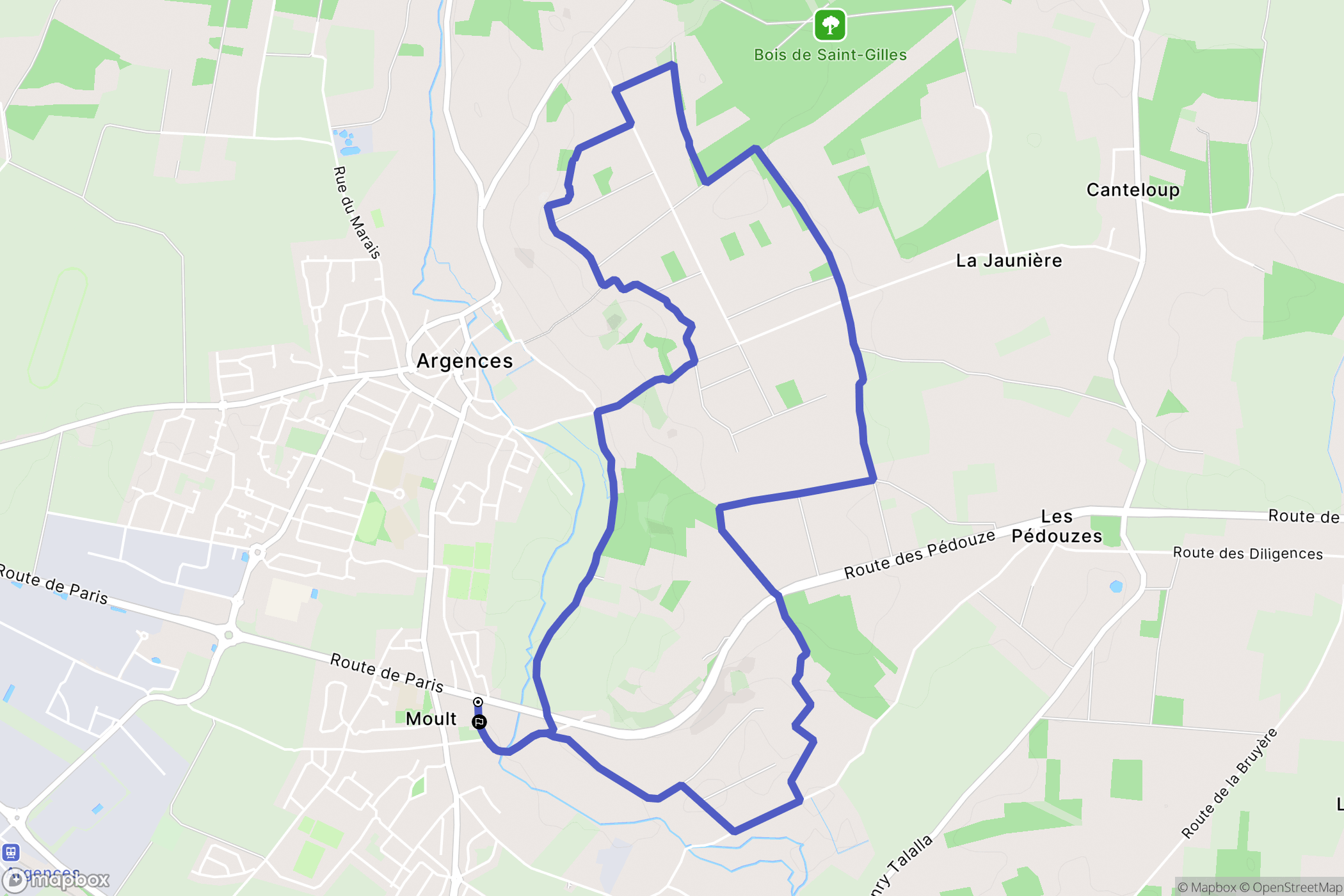 Moult-Chicheboville : carte du parcours de randonnée - France