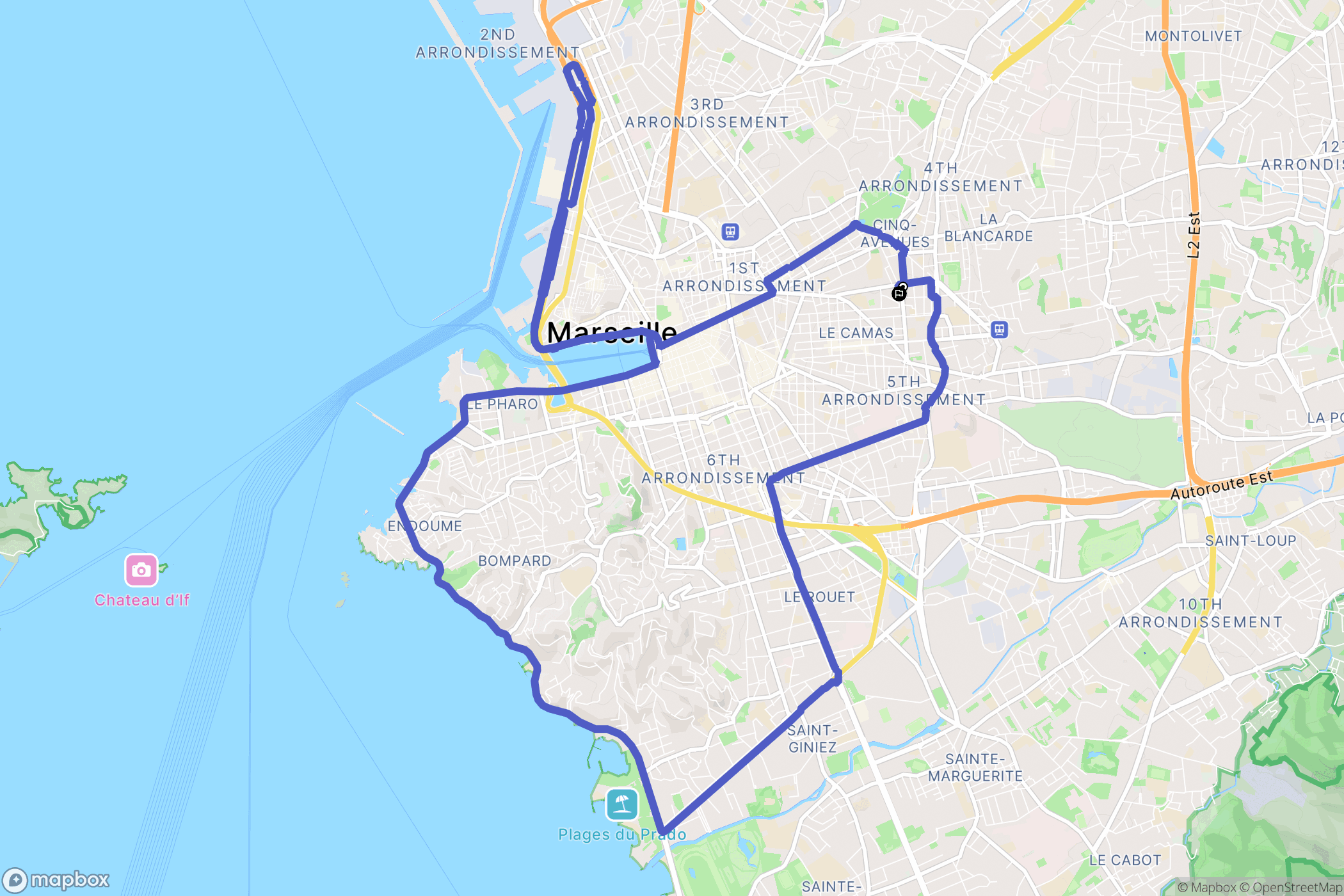 Marseille : carte du parcours de randonnée - France