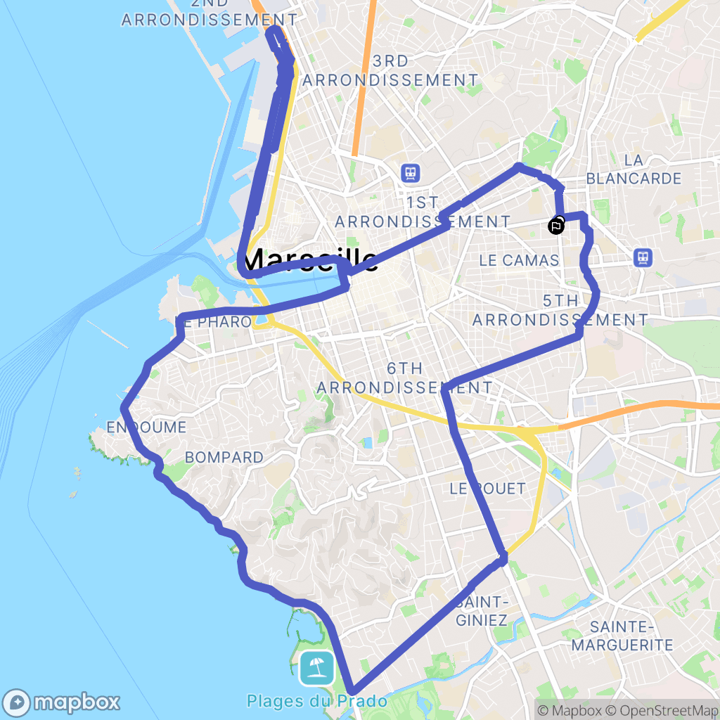 Marseille : carte du parcours de randonnée - France