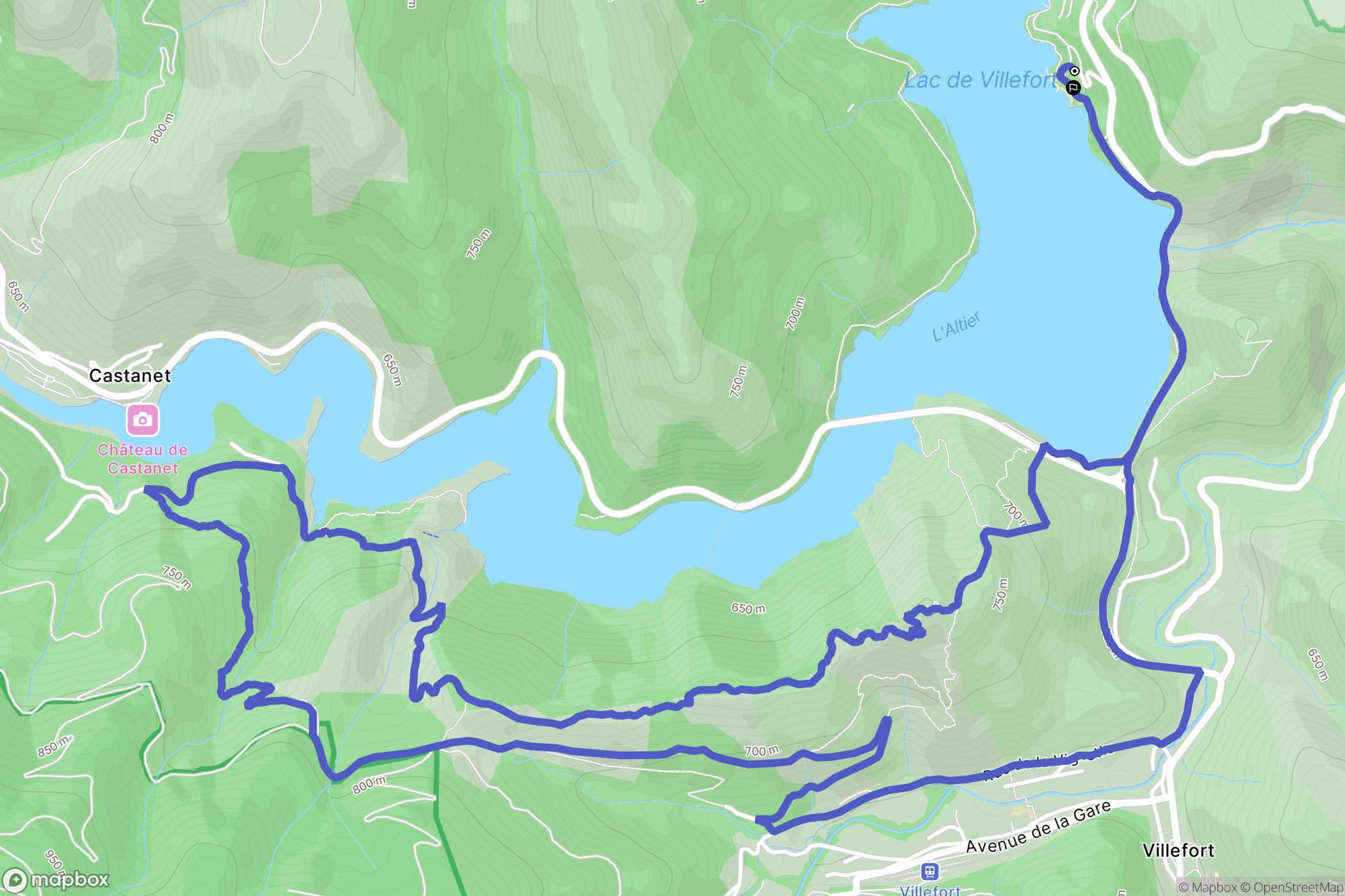 Villefort : carte du parcours de randonnée - France