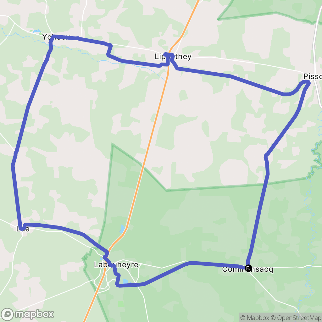 Commensacq : carte du parcours de randonnée - France