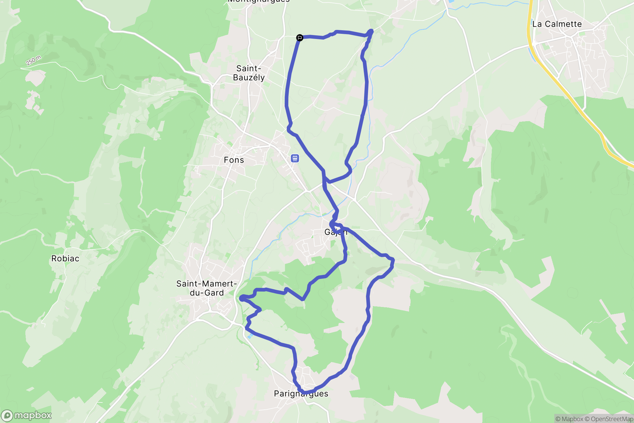 Saint-Bauzély : carte du parcours de randonnée - France