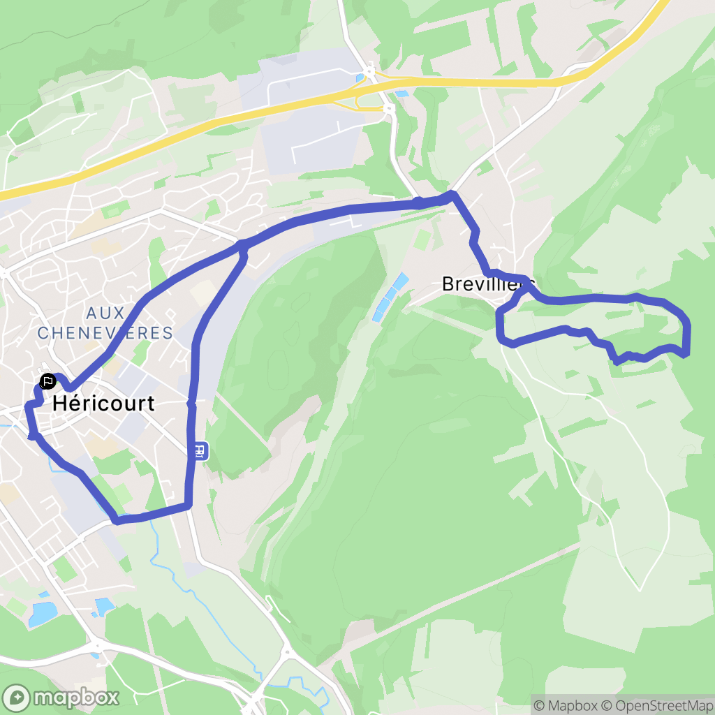 Héricourt : carte du parcours de randonnée - France