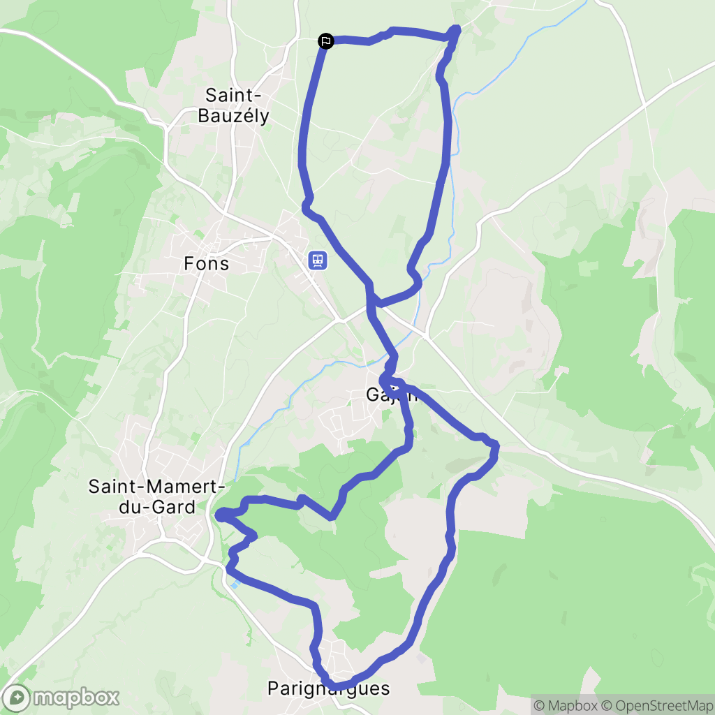 Saint-Bauzély : carte du parcours de randonnée - France