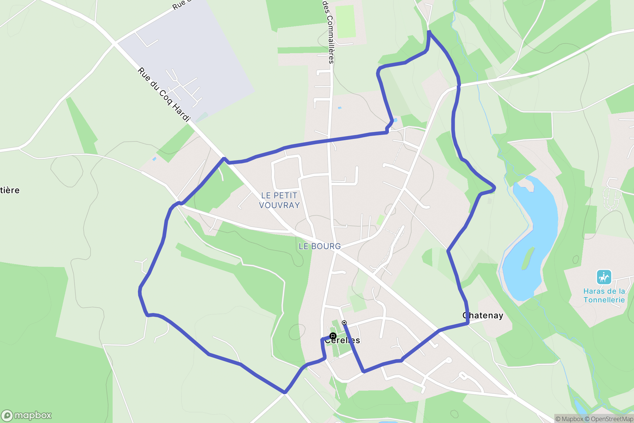 Cerelles : carte du parcours de randonnée - France