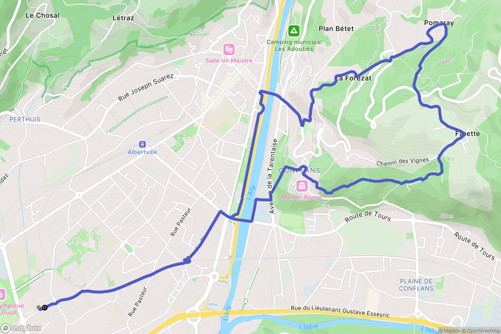 Albertville : carte du parcours de randonnée - France