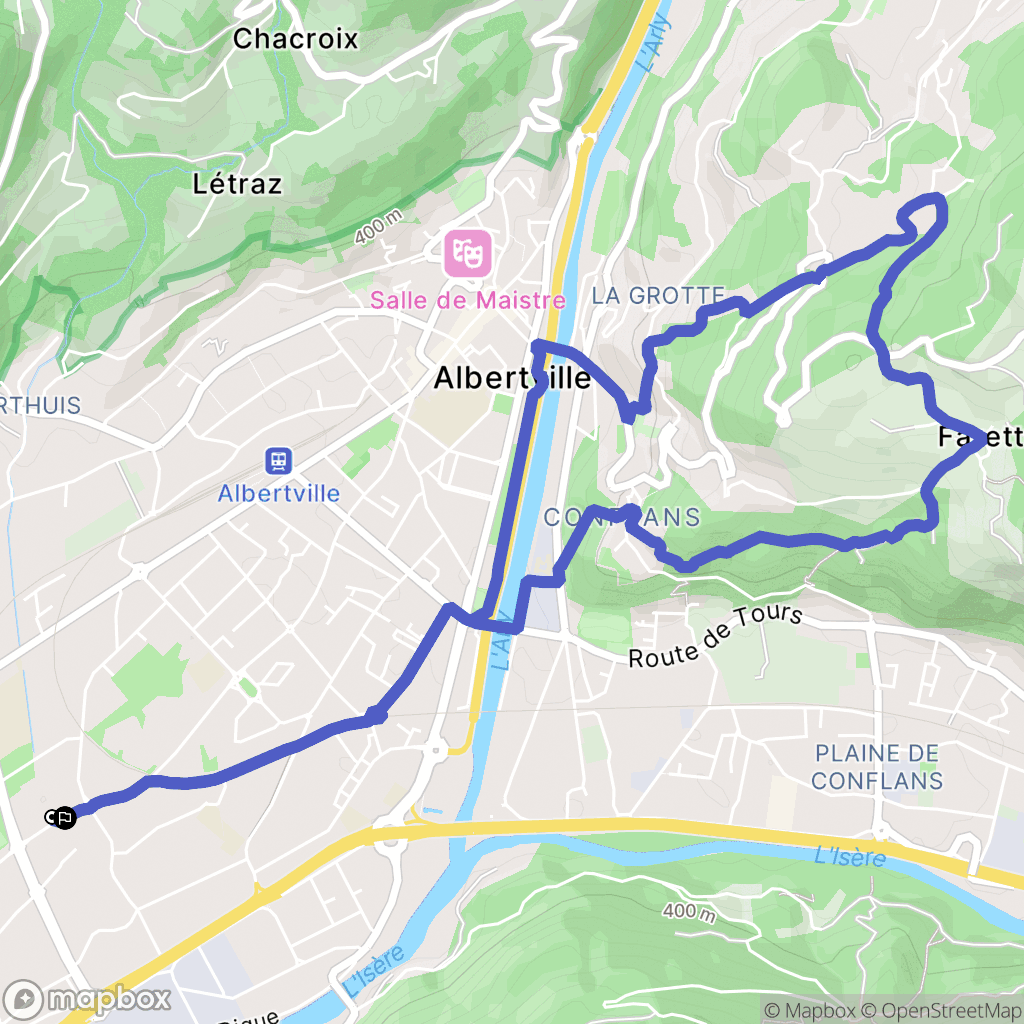 Albertville : carte du parcours de randonnée - France