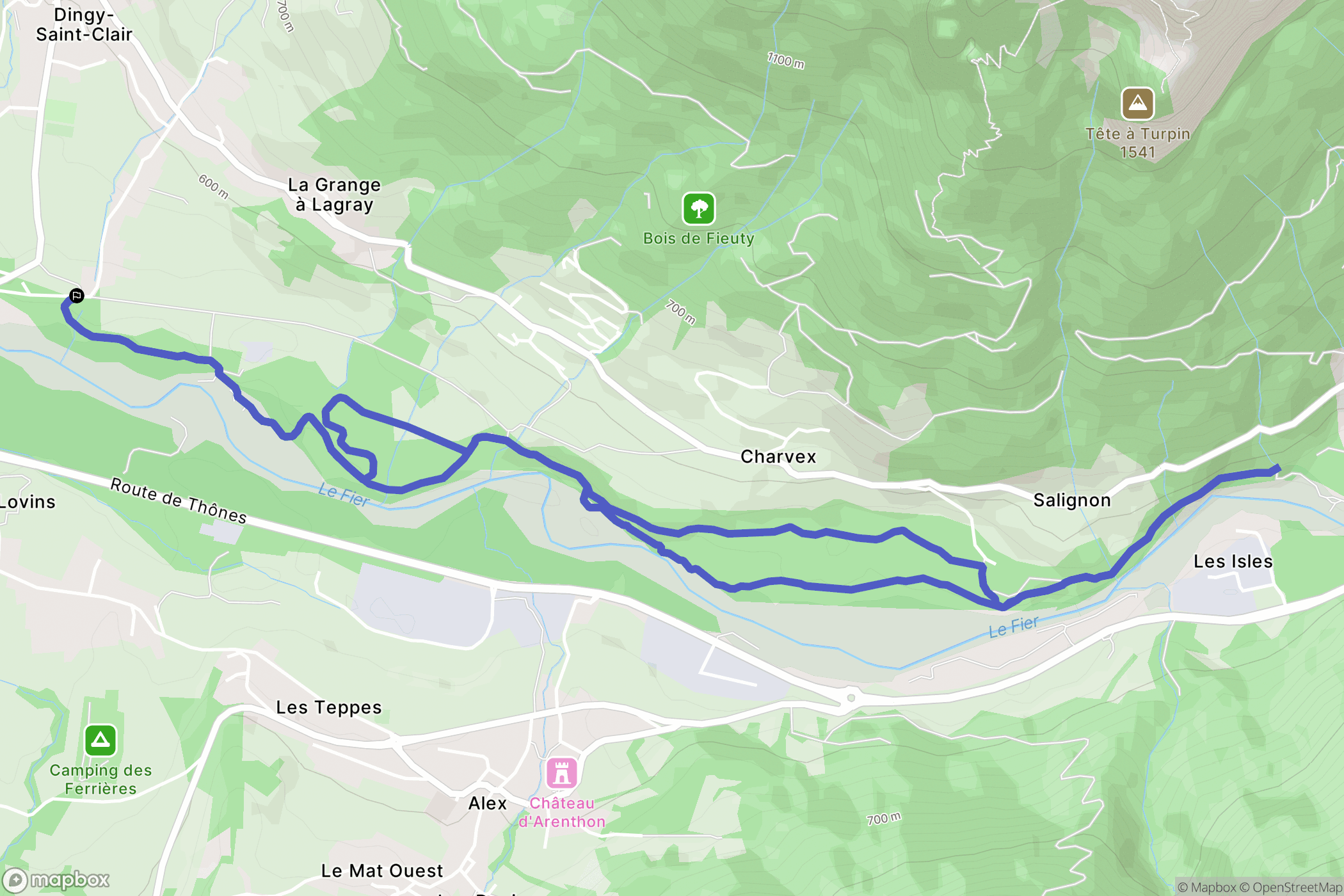 Dingy-Saint-Clair : carte du parcours de randonnée - France