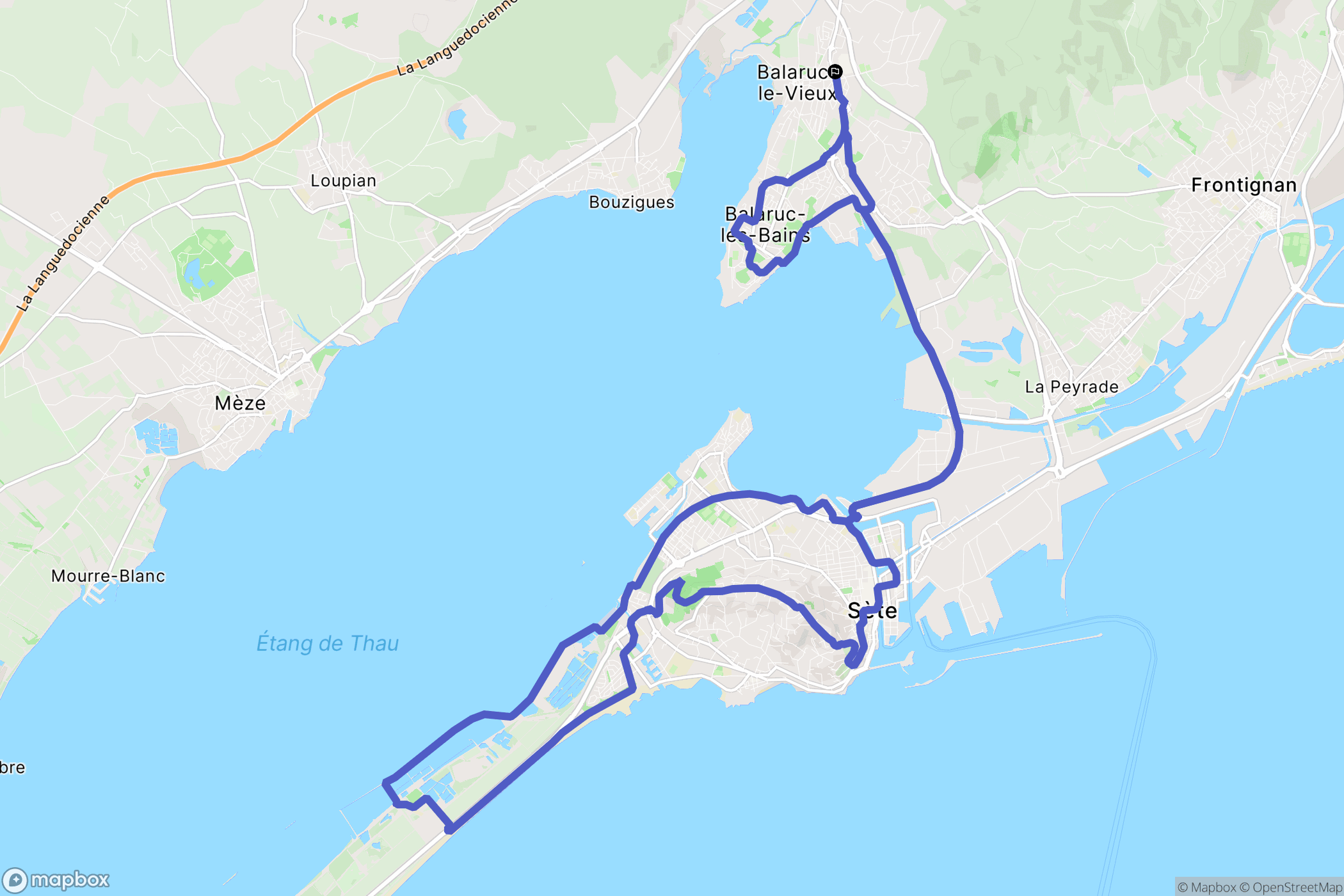 Balaruc-le-Vieux : carte du parcours de randonnée - France