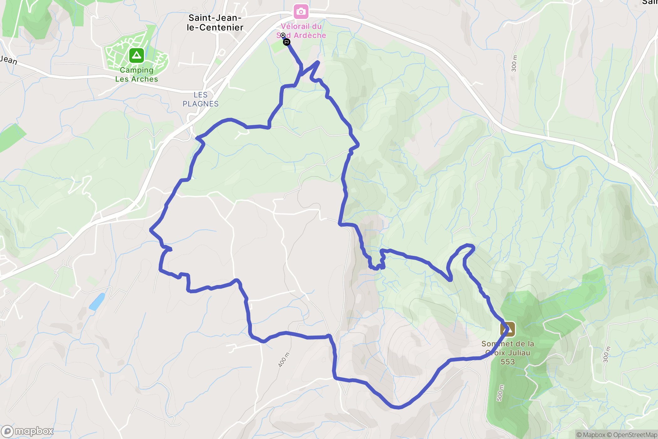 Saint-Jean-le-Centenier : carte du parcours de randonnée - France