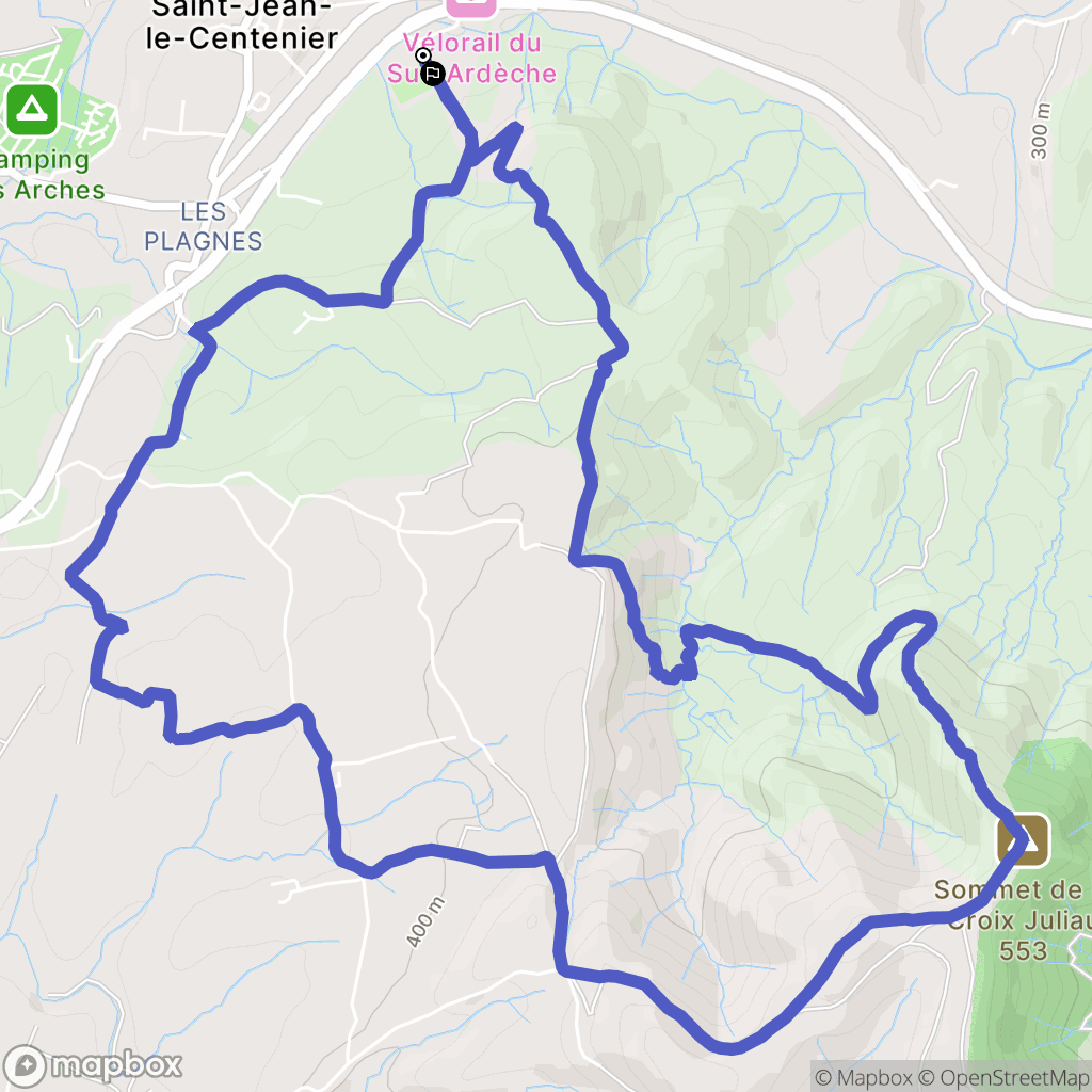 Saint-Jean-le-Centenier : carte du parcours de randonnée - France