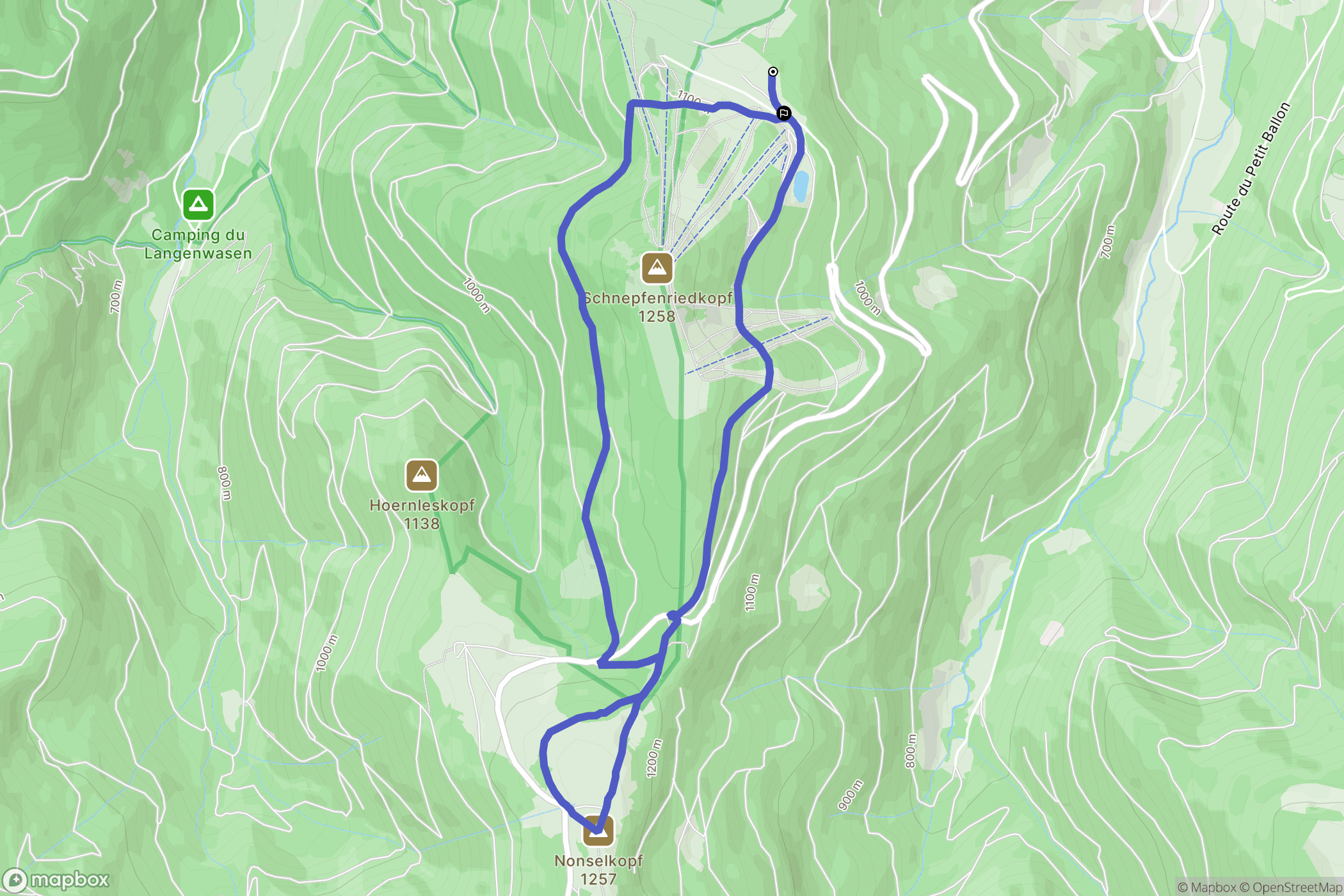 Sondernach : carte du parcours de randonnée - France