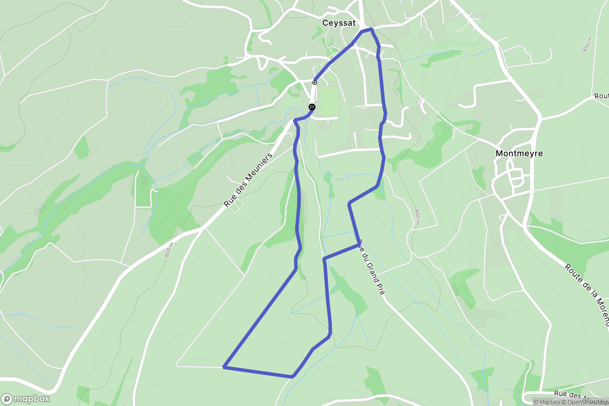 Ceyssat : carte du parcours de randonnée - France