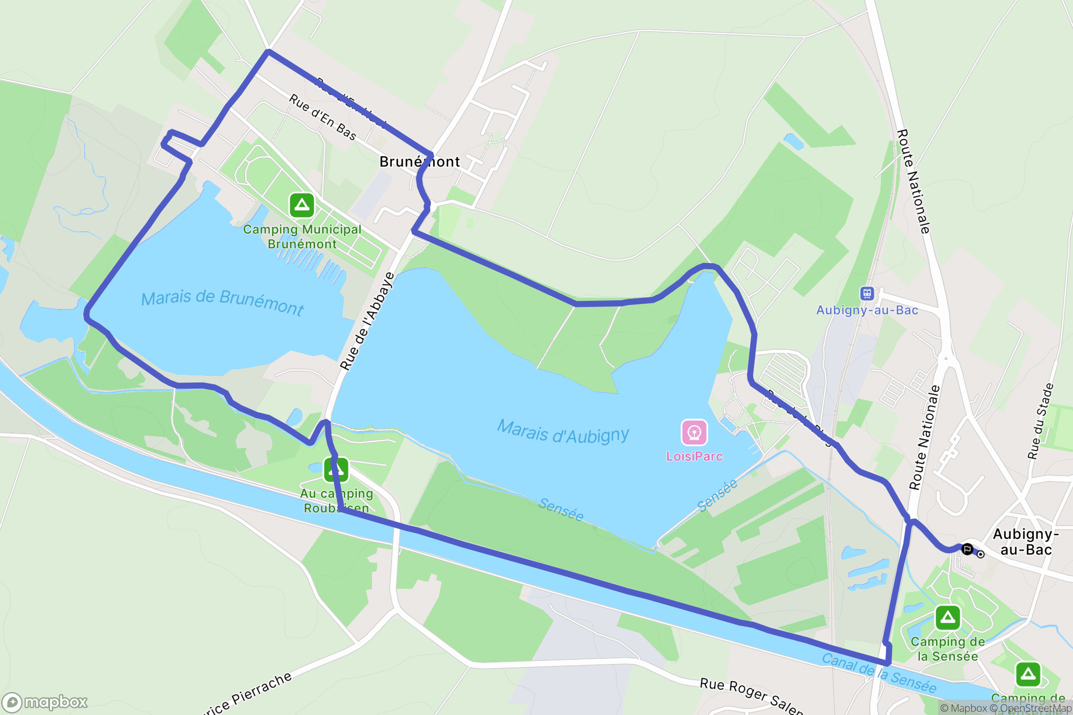 Aubigny-au-Bac : carte du parcours de randonnée - France