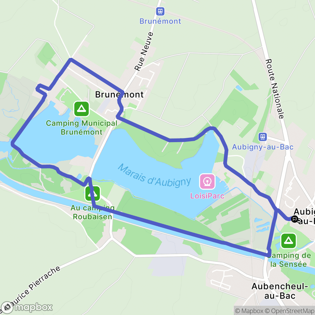 Aubigny-au-Bac : carte du parcours de randonnée - France