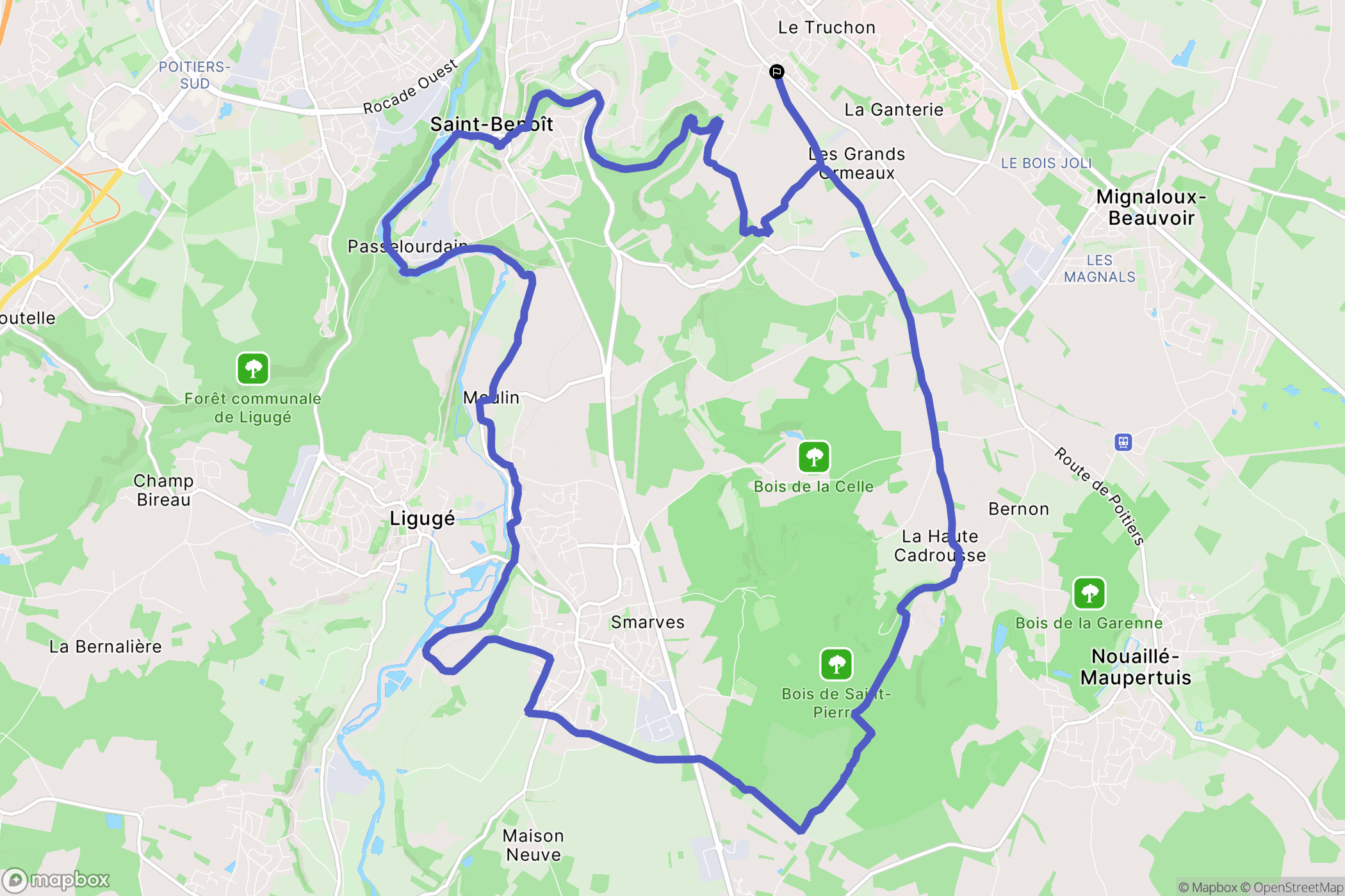 Mignaloux-Beauvoir : carte du parcours de randonnée - France