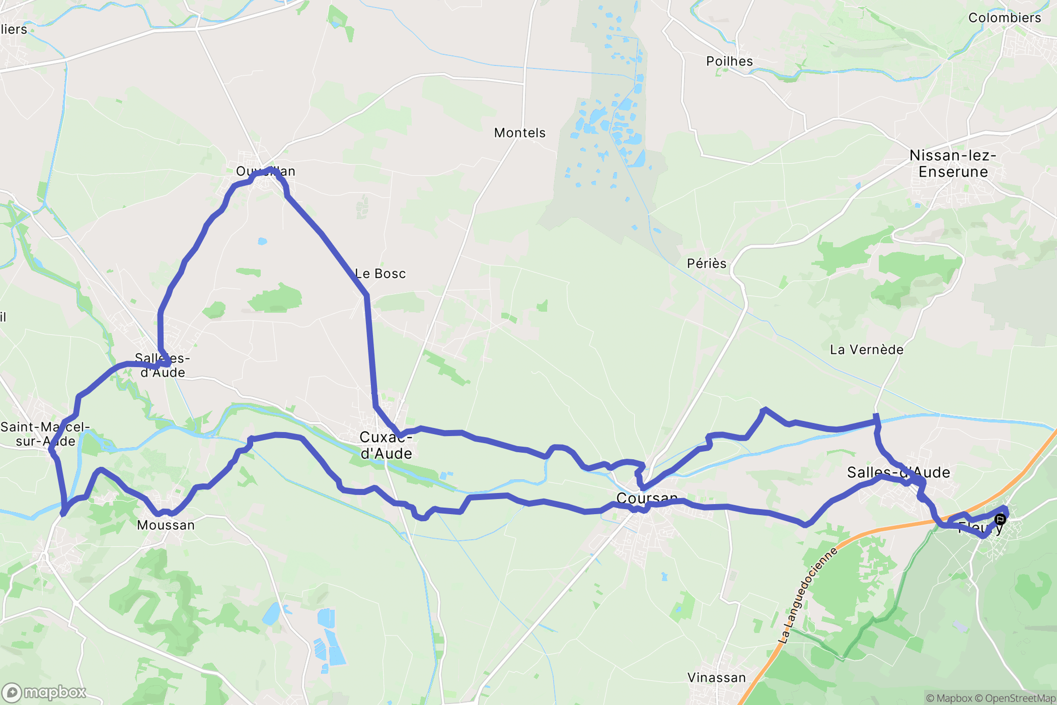 Fleury : carte du parcours de randonnée - France