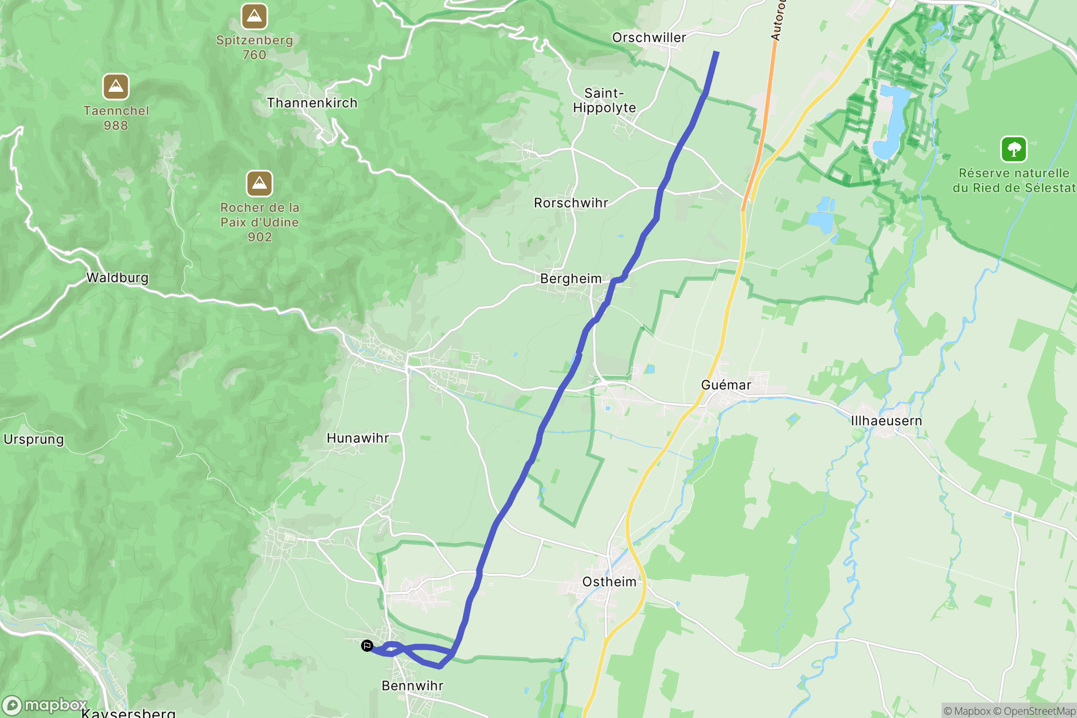 Mittelwihr : carte du parcours de randonnée - France