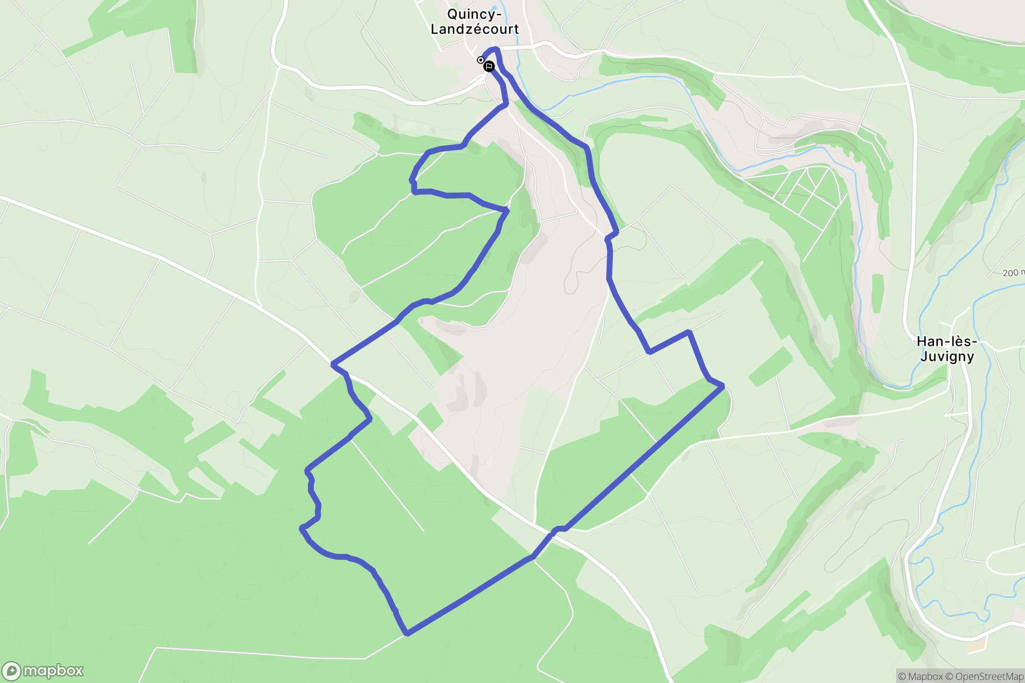 Quincy-Landzécourt : carte du parcours de randonnée - France