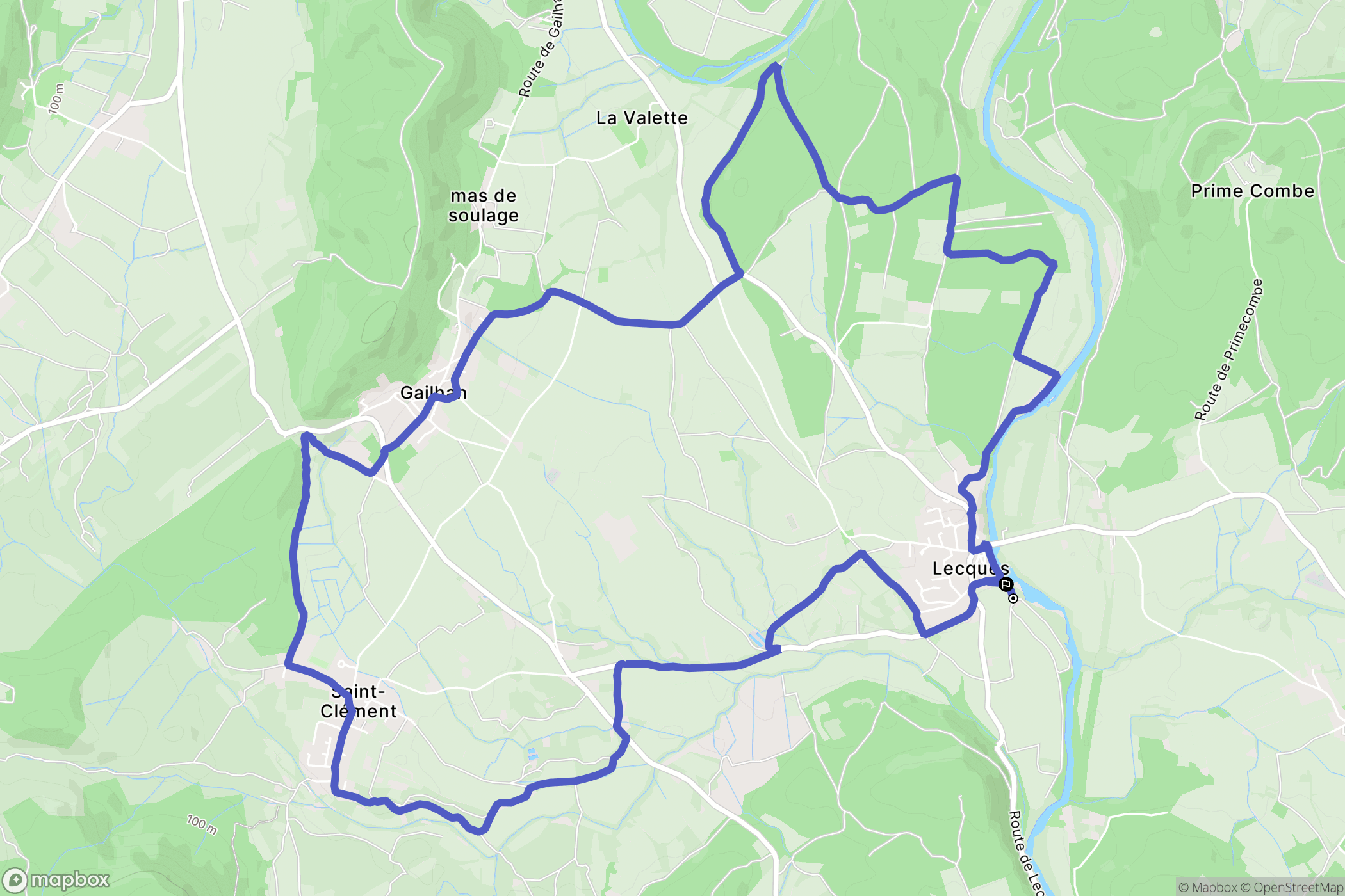 Lecques : carte du parcours de randonnée - France