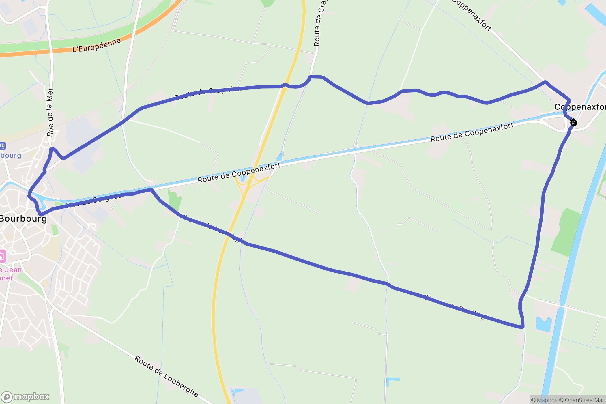 Bourbourg : carte du parcours de randonnée - France