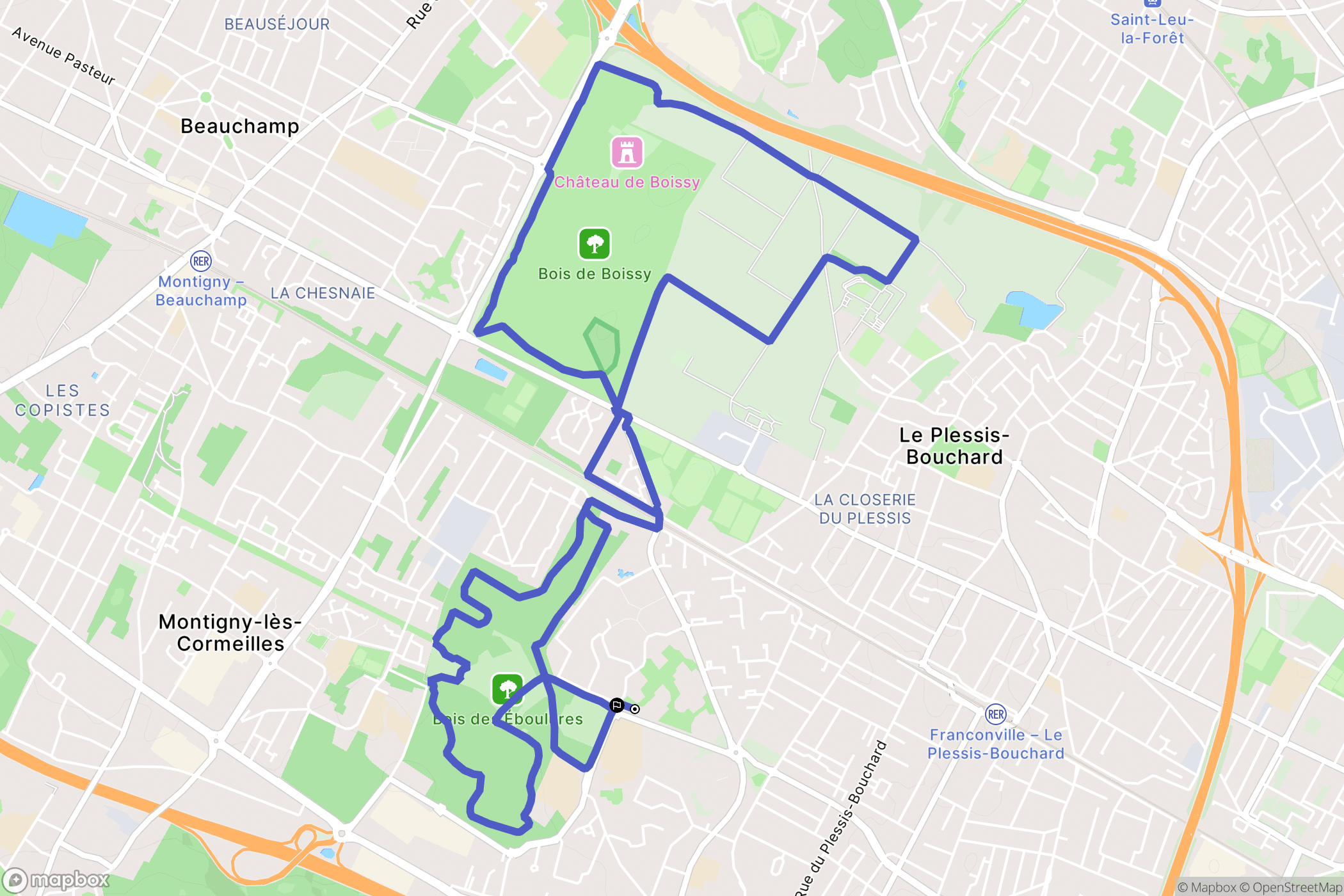 Franconville : carte du parcours de randonnée - France