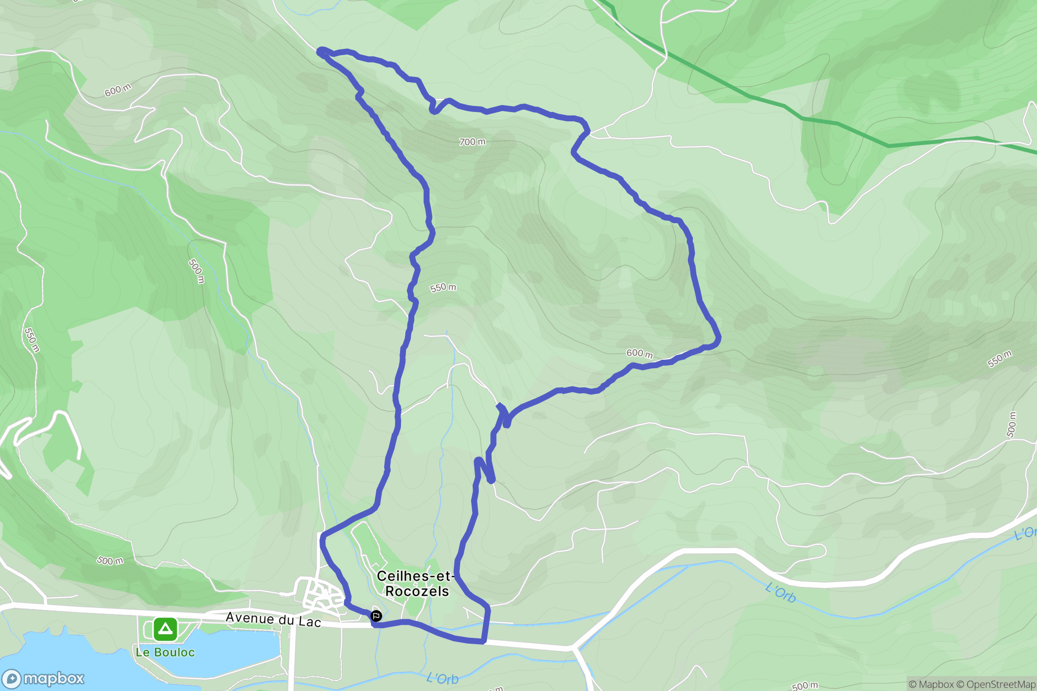 Ceilhes-et-Rocozels : carte du parcours de randonnée - France