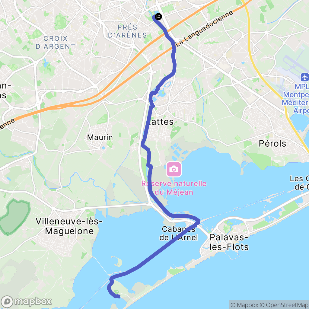 Montpellier : carte du parcours de randonnée - France