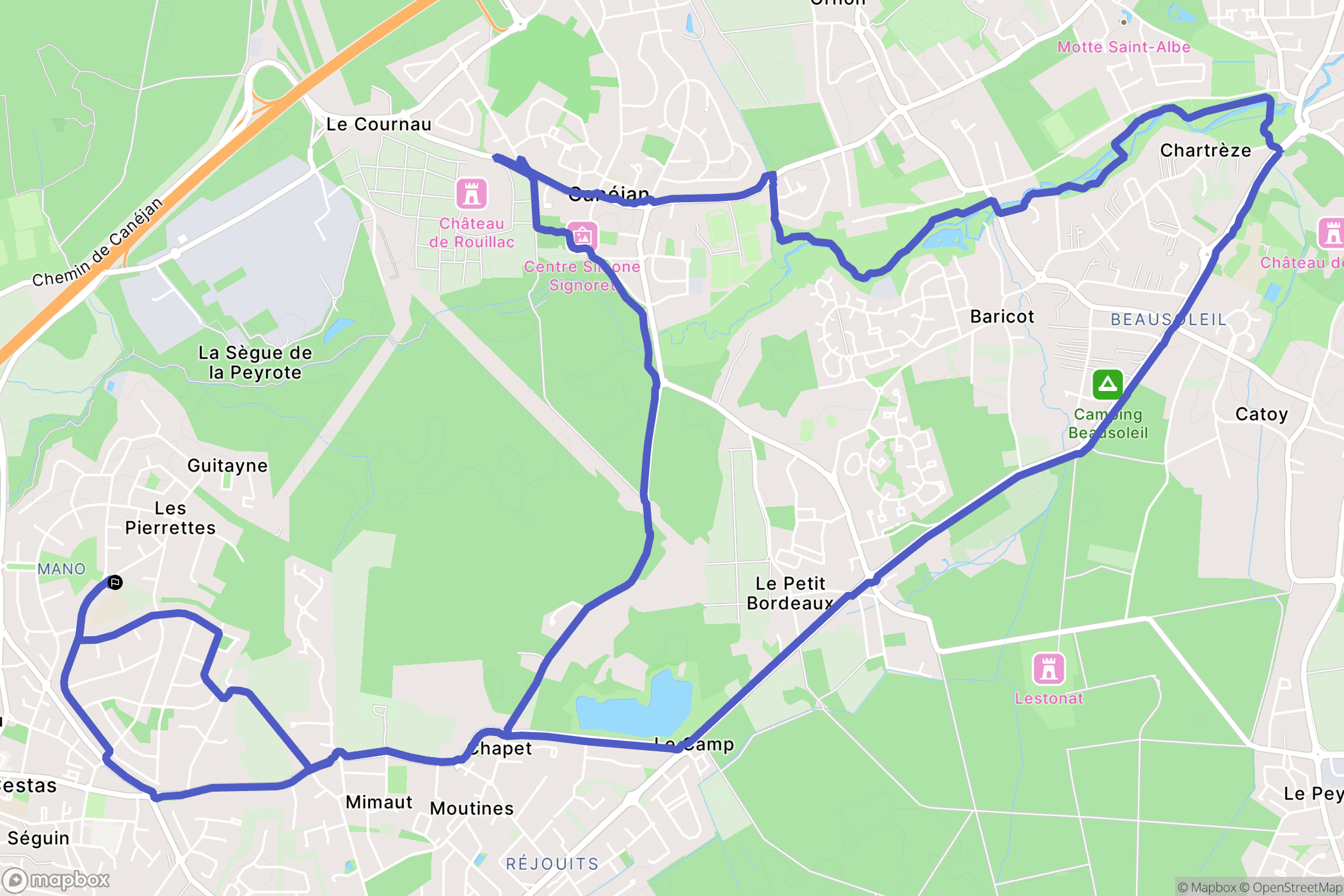 Cestas : carte du parcours de randonnée - France