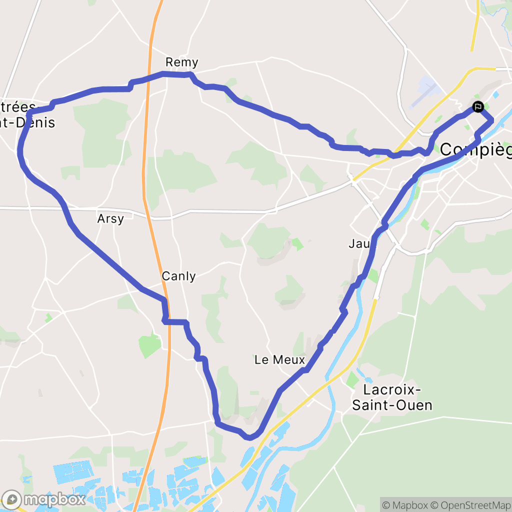 Margny-lès-Compiègne : carte du parcours de randonnée - France