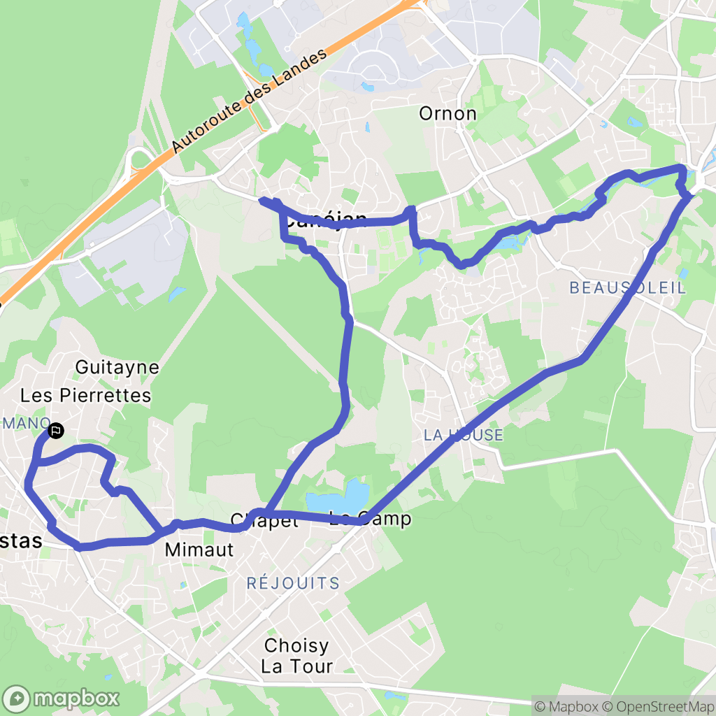 Cestas : carte du parcours de randonnée - France